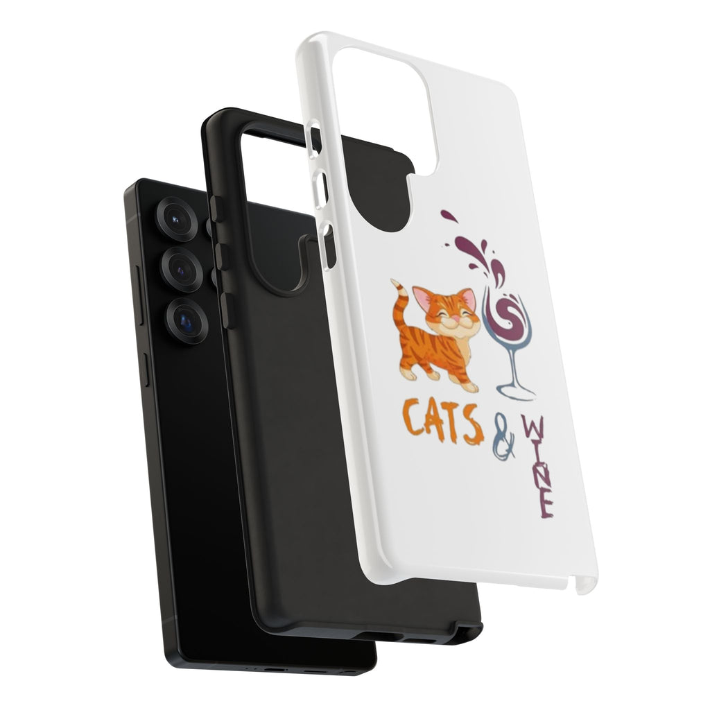 Cats & Wine Phone Case — Cute Orange Cat with Wine Glass Protective Case
