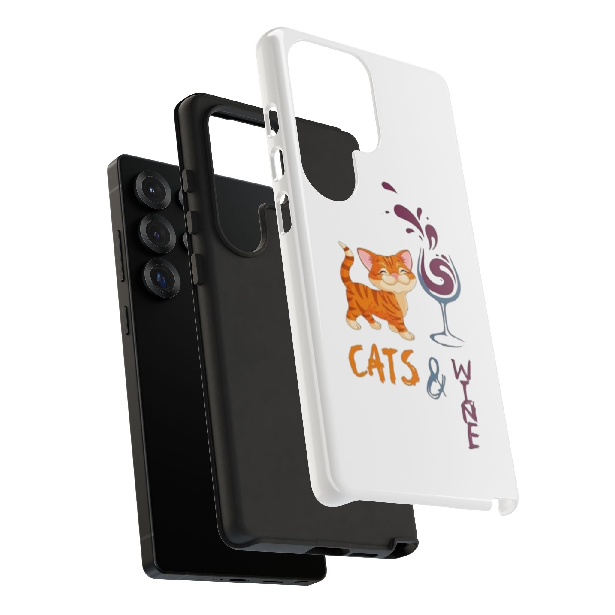 Cats & Wine Phone Case — Cute Orange Cat with Wine Glass Protective Case