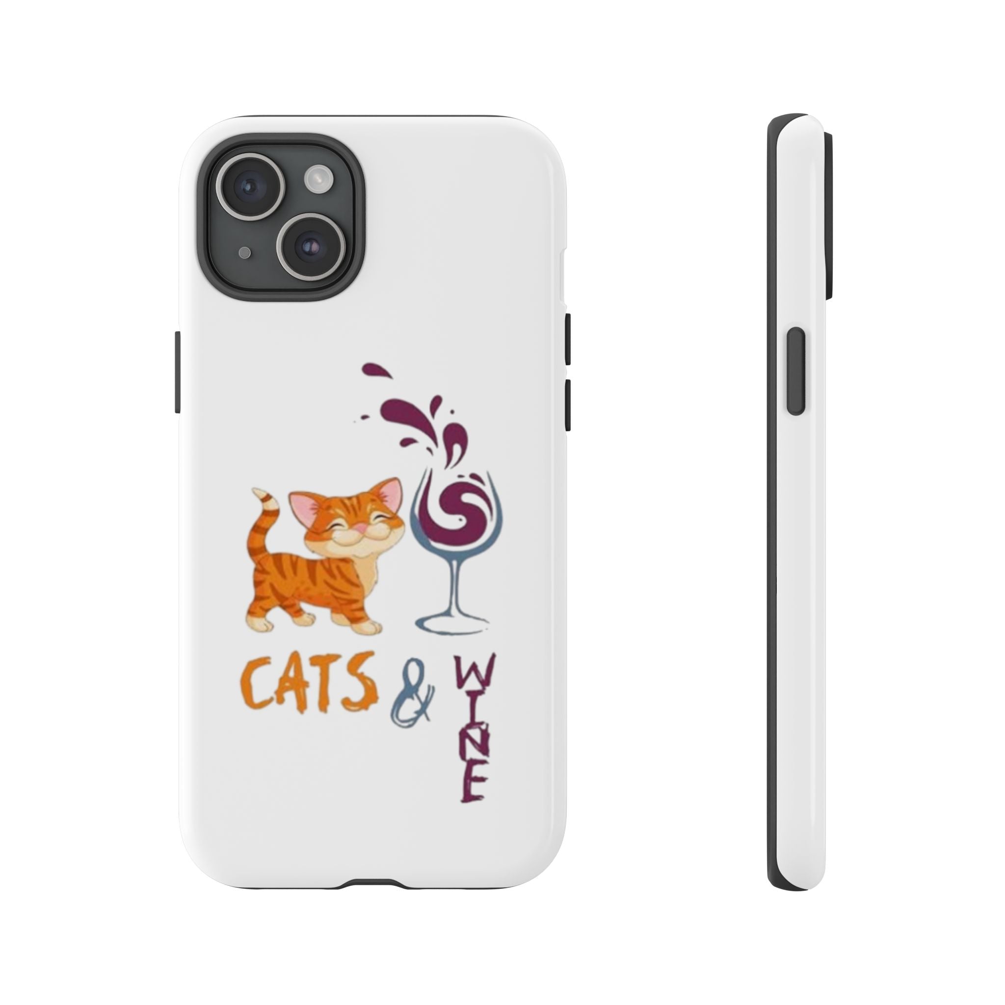 Cats & Wine Phone Case — Cute Orange Cat with Wine Glass Protective Case