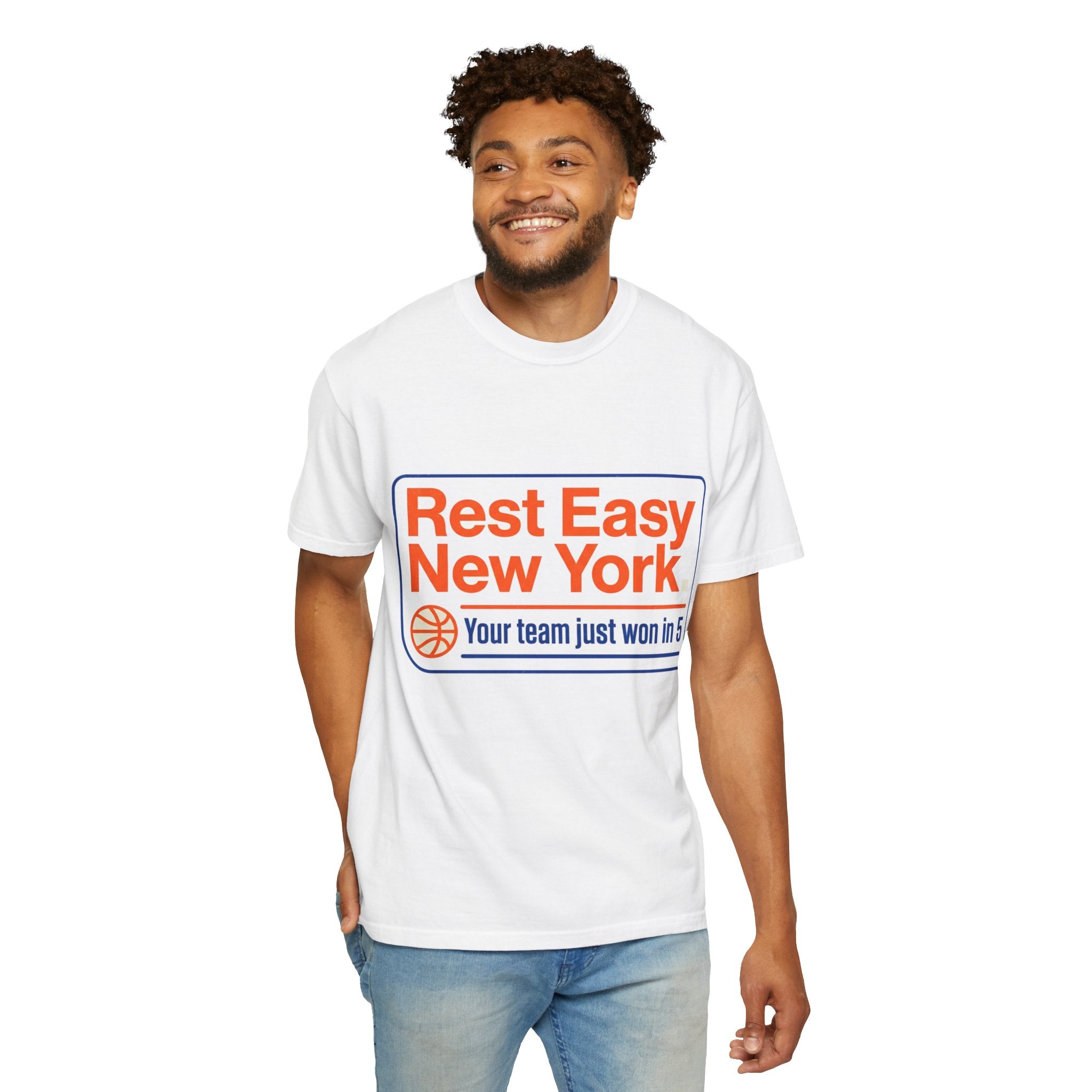 T-Shirt — "Rest Easy New York" Basketball Fan Tee