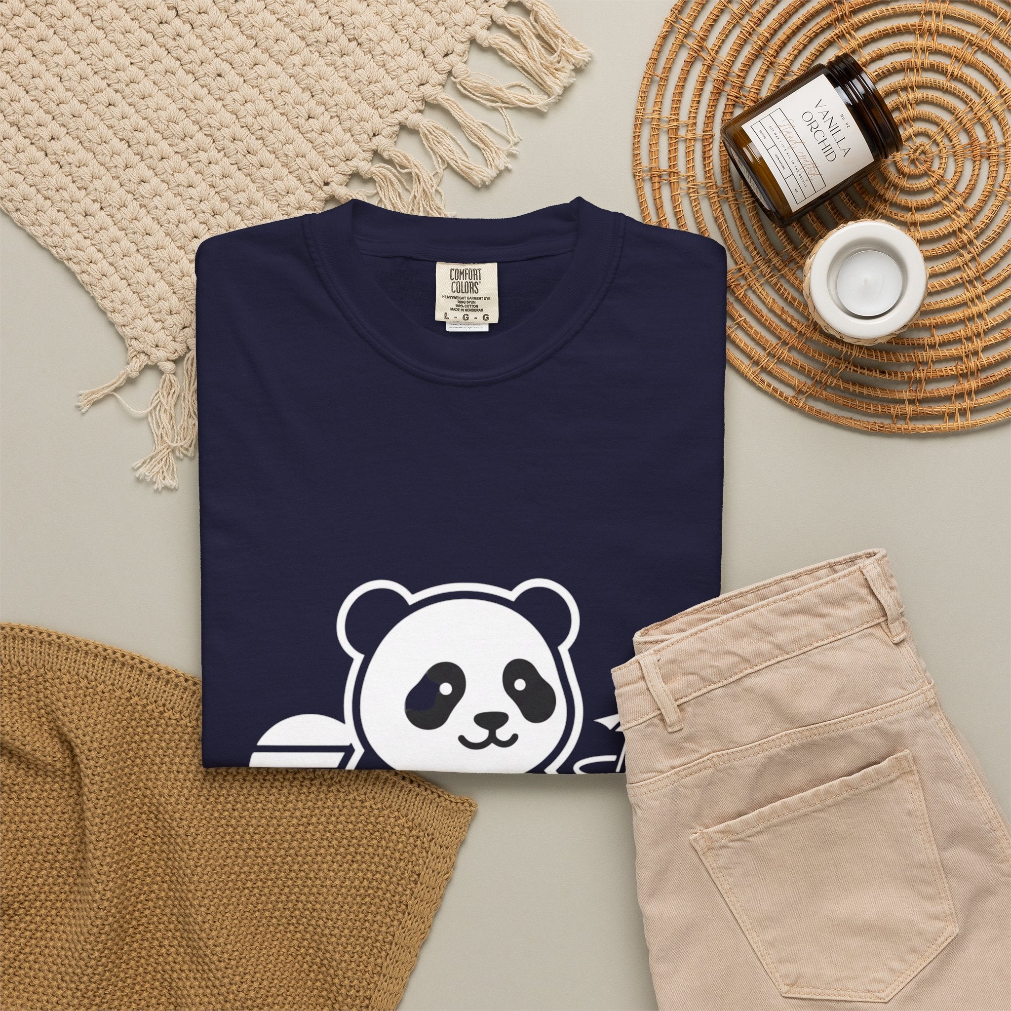Panda Picnic T-Shirt — Cute Relaxing Panda Holding Drink Graphic Tee