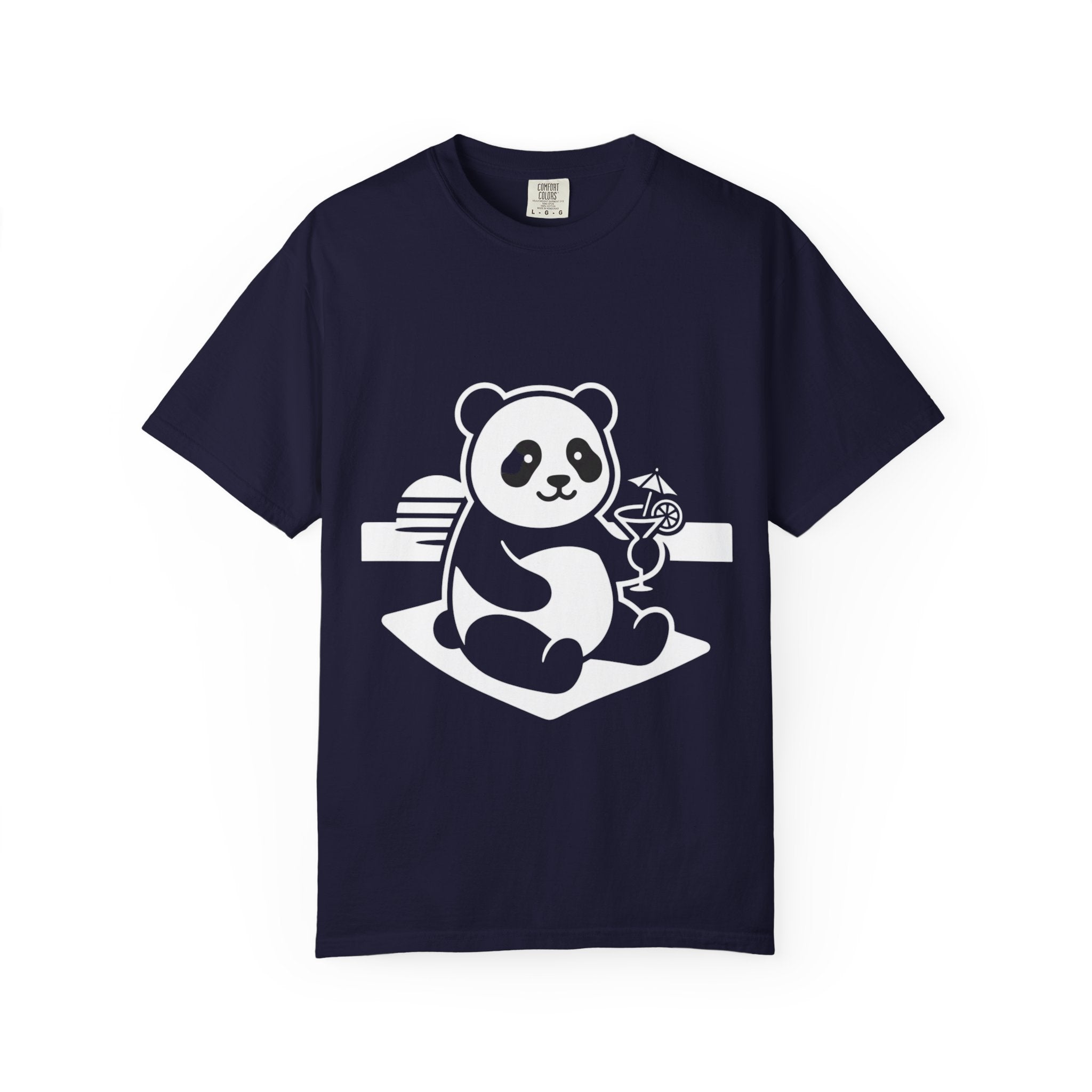 Panda Picnic T-Shirt — Cute Relaxing Panda Holding Drink Graphic Tee