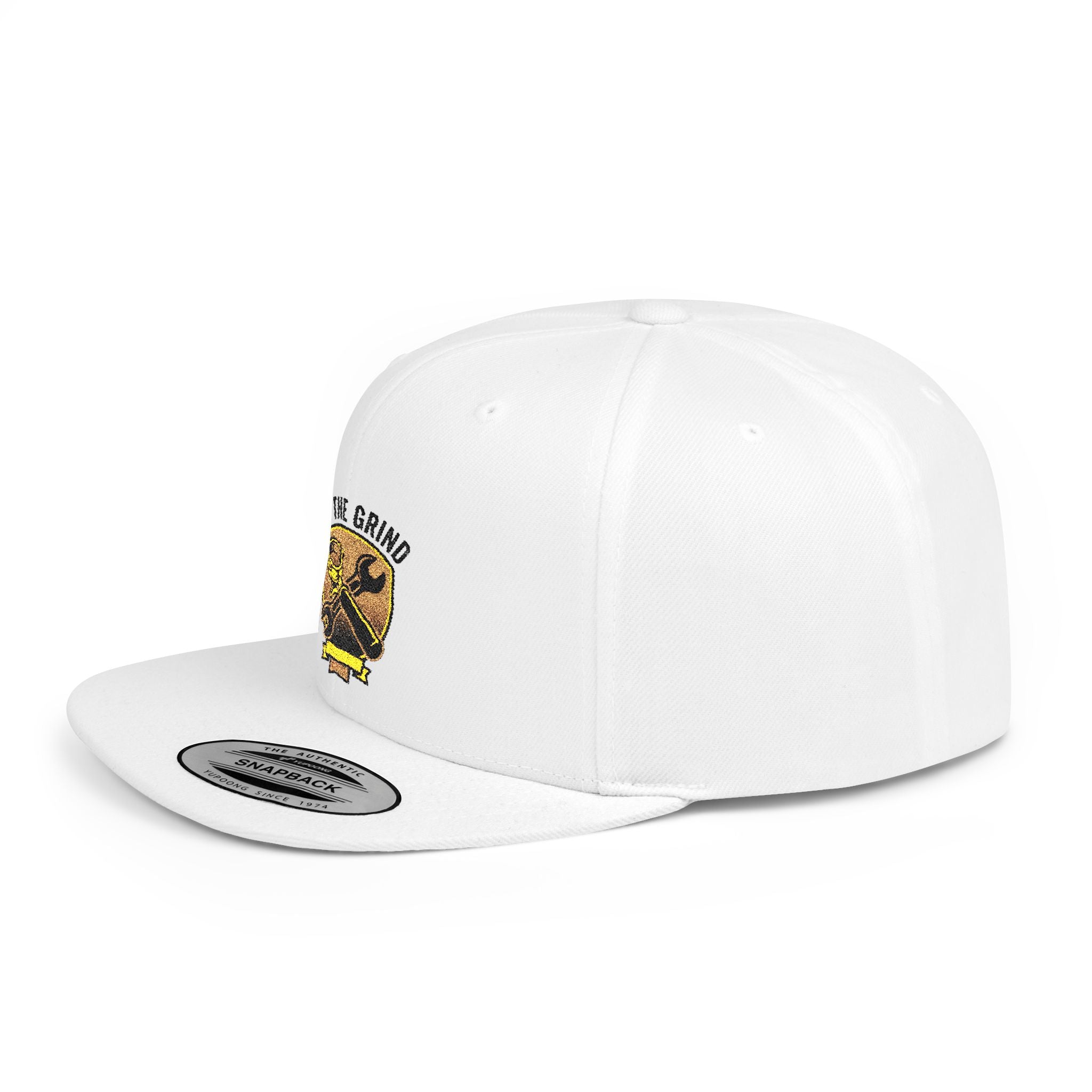 Snapback Hat — "On The Grind" Vintage Tool Crest Flat Bill Cap