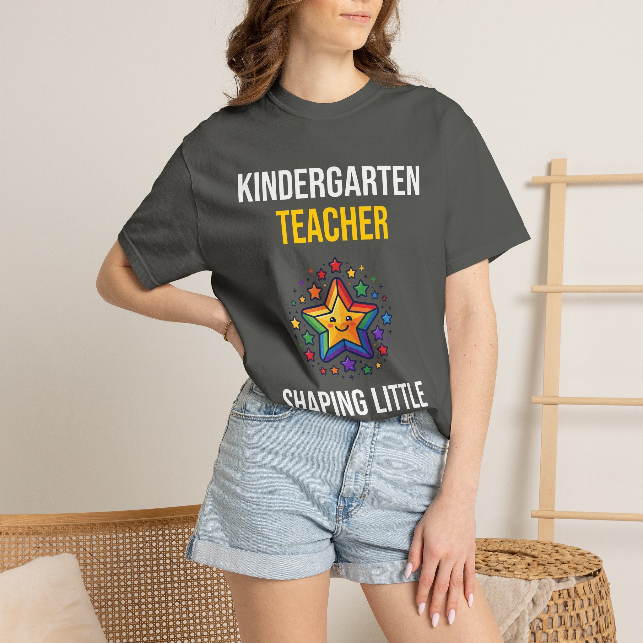 Kindergarten Teacher T-Shirt - "Shaping Little Minds Daily" Cute Star Design