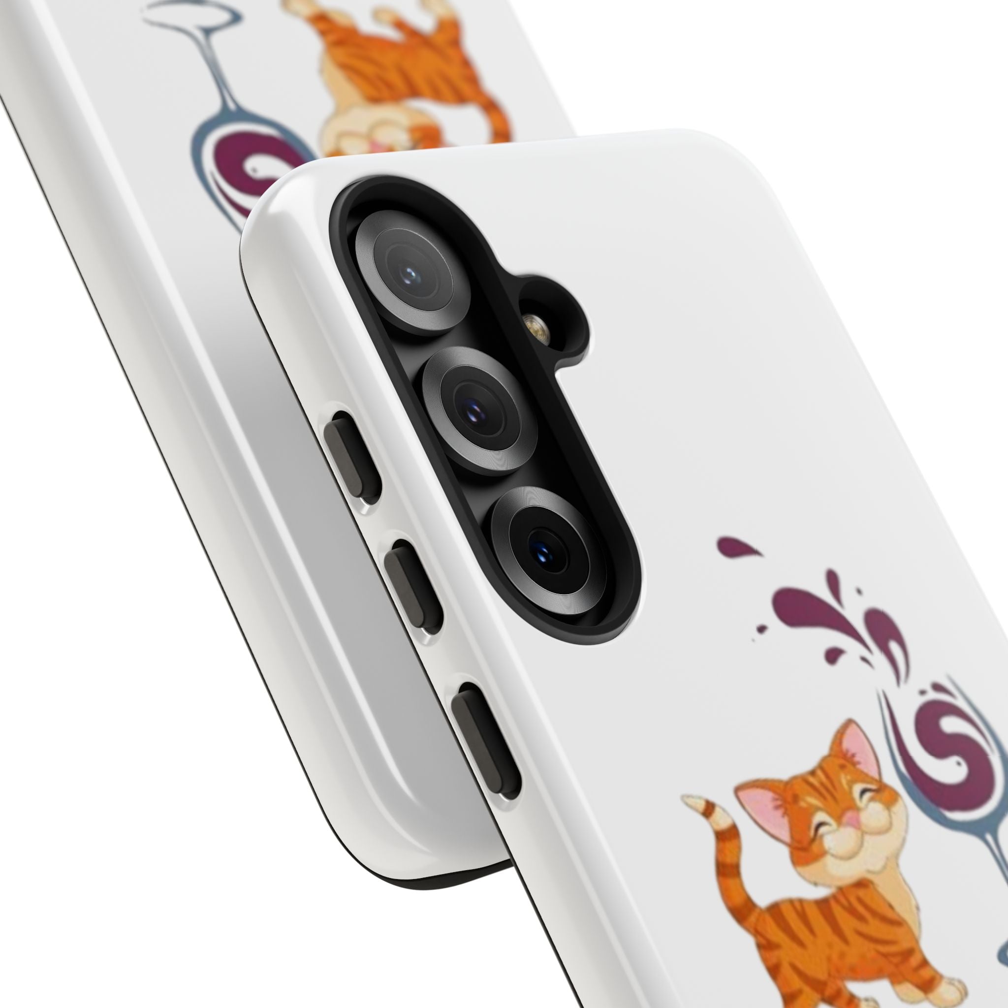 Cats & Wine Phone Case — Cute Orange Cat with Wine Glass Protective Case