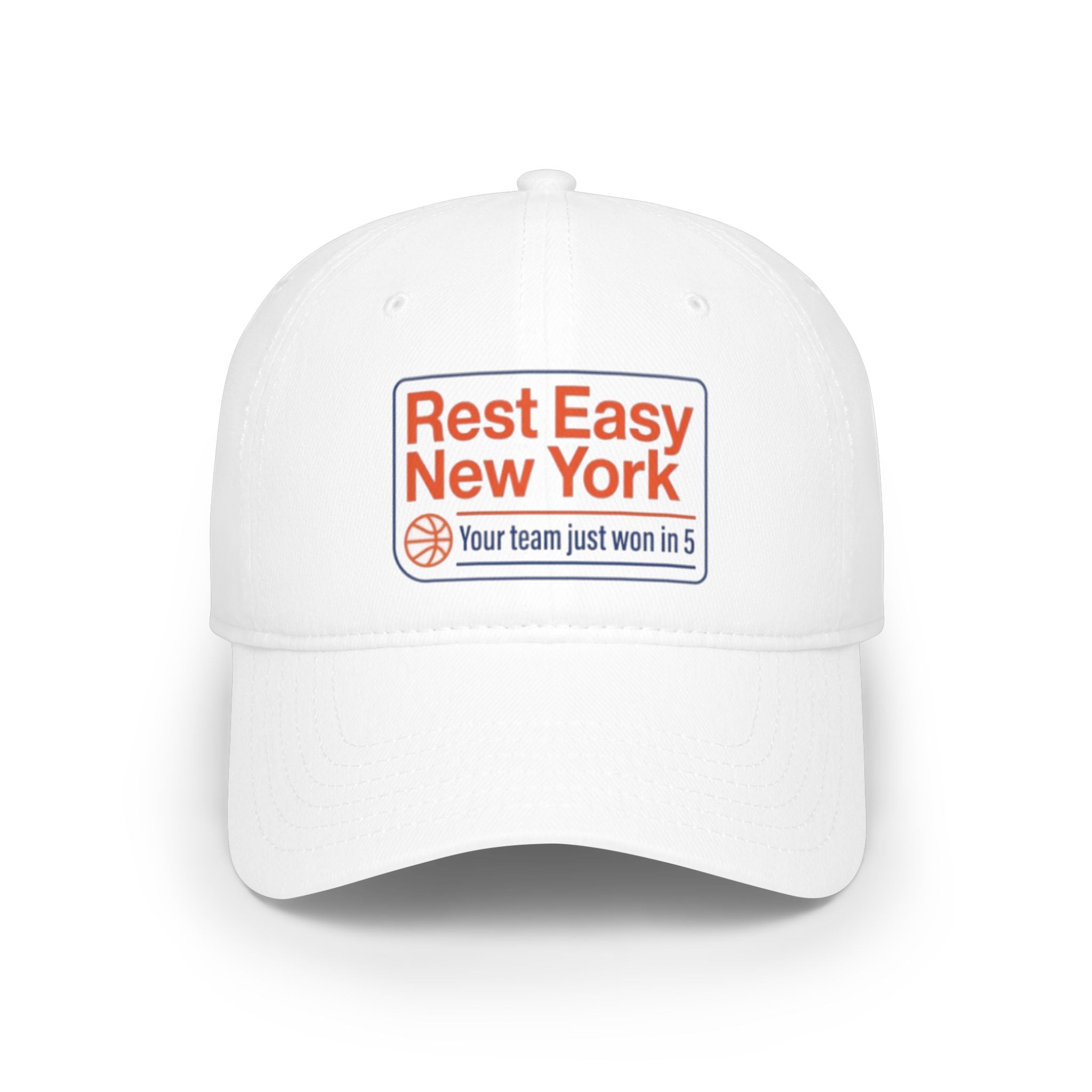 KNICKS IN 5! Rest Easy New York Baseball Cap — Vintage Sports Patch Dad Hat.