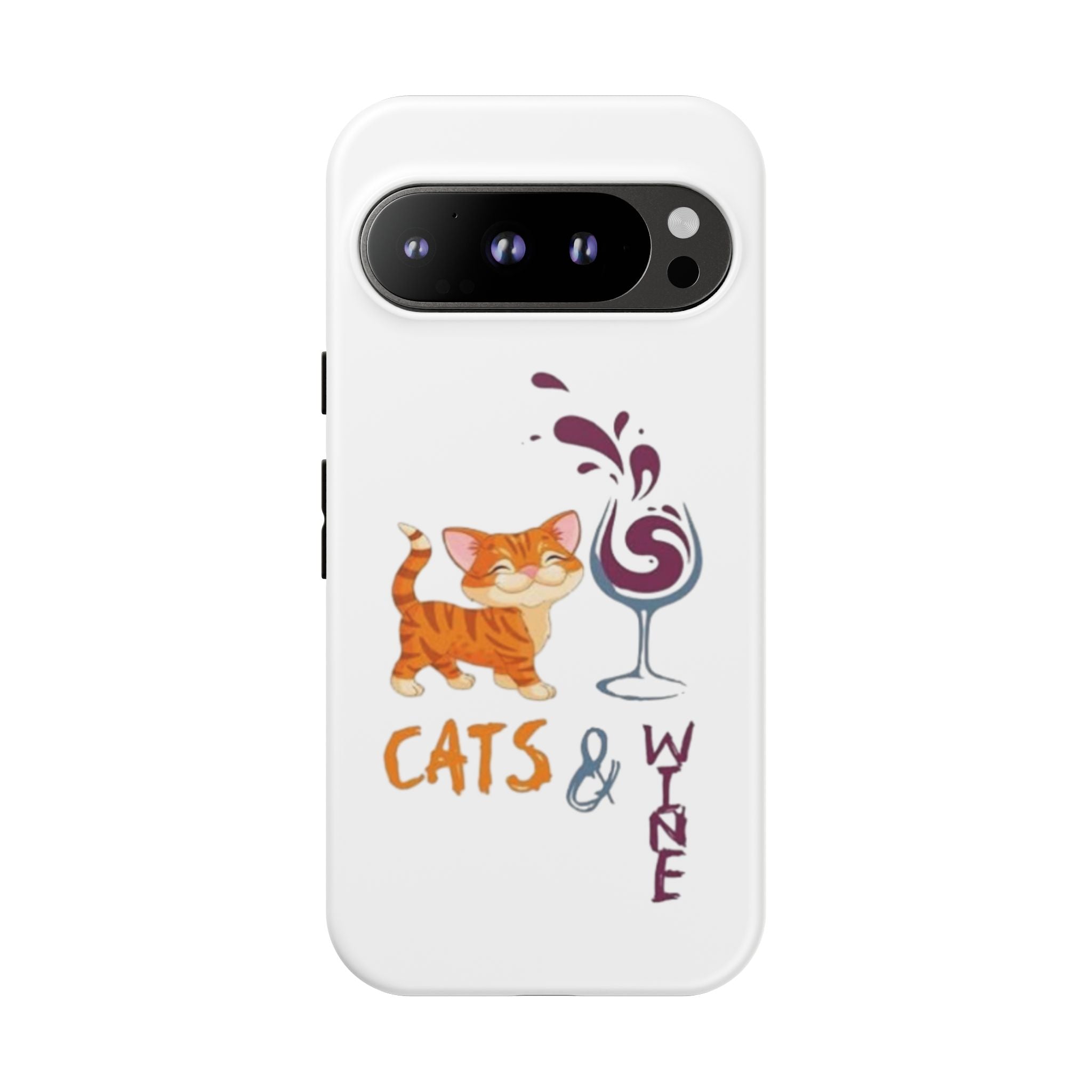 Cats & Wine Phone Case — Cute Orange Cat with Wine Glass Protective Case