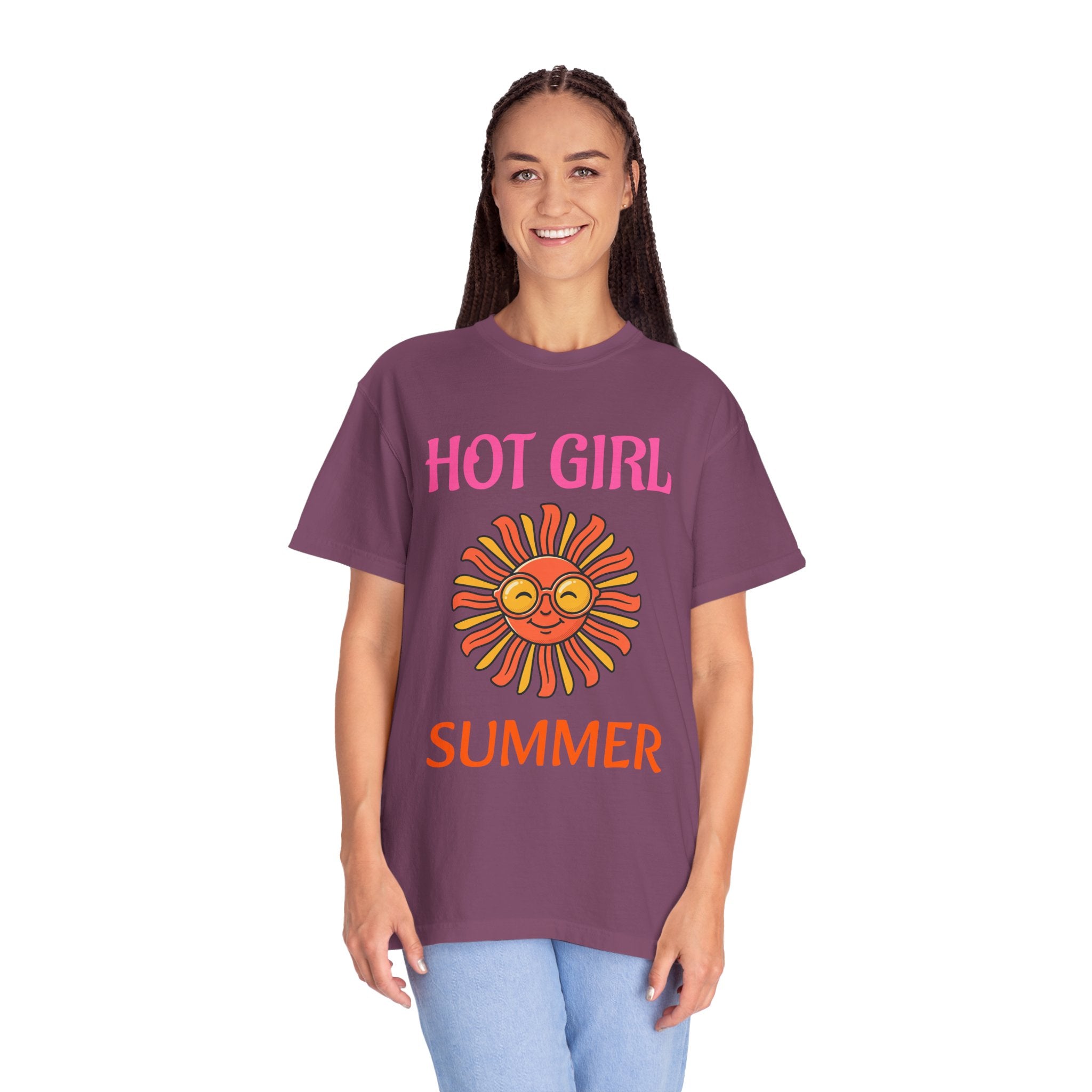 Hot Girl Summer T-Shirt — Retro Smiling Sun Graphic Tee