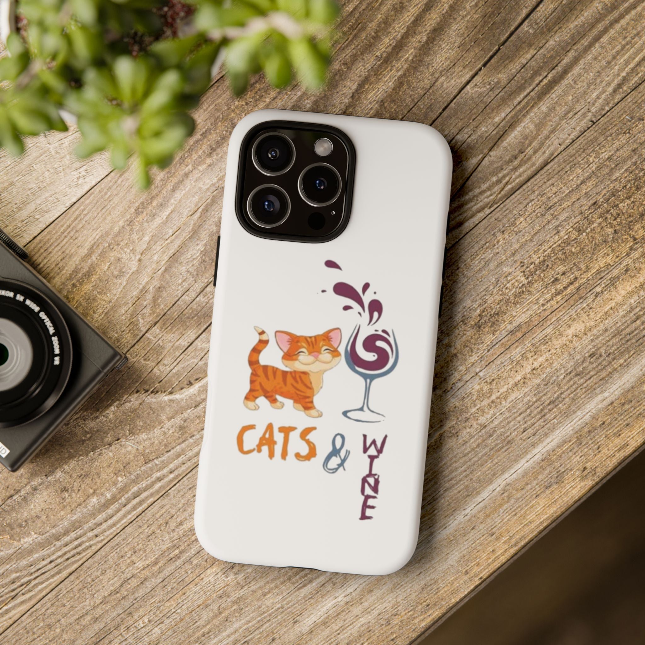 Cats & Wine Phone Case — Cute Orange Cat with Wine Glass Protective Case
