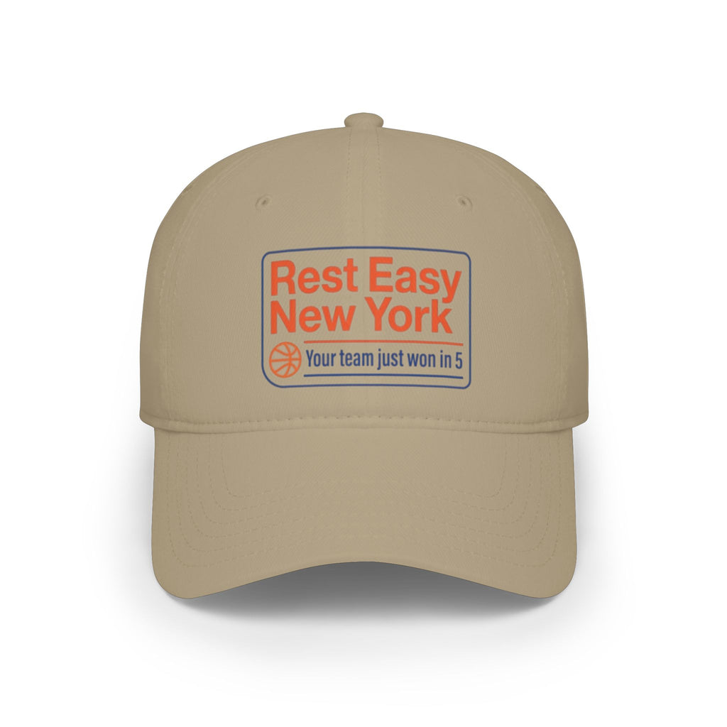 KNICKS IN 5! Rest Easy New York Baseball Cap — Vintage Sports Patch Dad Hat.