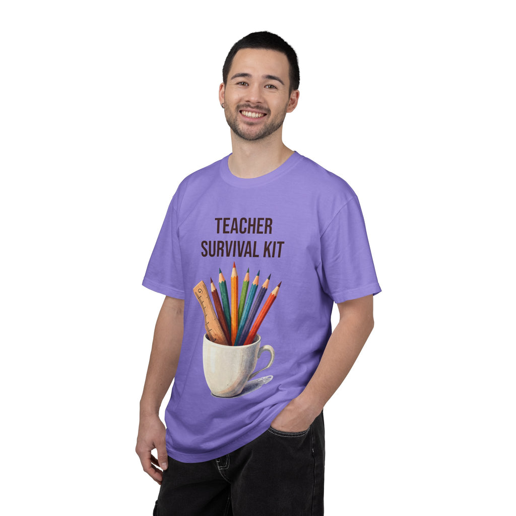 Teacher Survival Kit T-Shirt — Cute Pencil & Mug Graphic Tee for Teachers, Back-to-School Gift