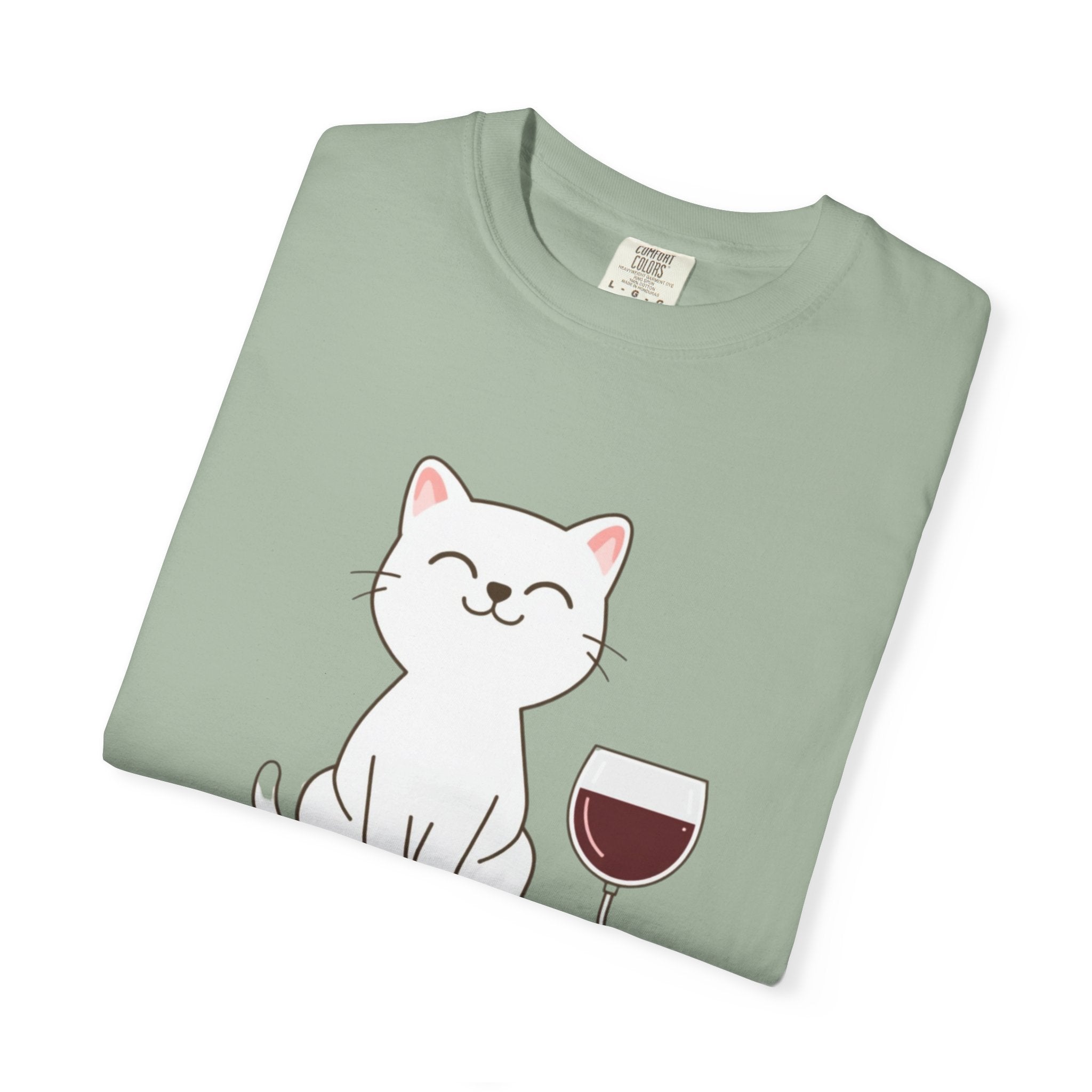 Mama Cat T-Shirt — Cute Cat & Wine Graphic Tee for Cat Moms