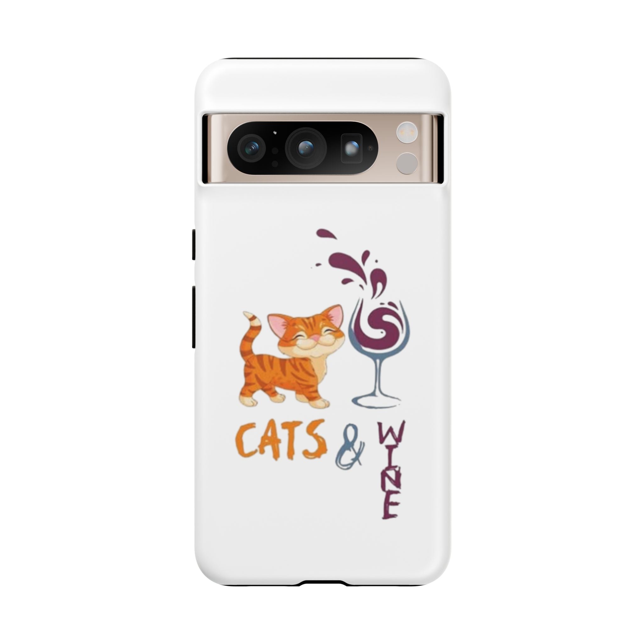 Cats & Wine Phone Case — Cute Orange Cat with Wine Glass Protective Case