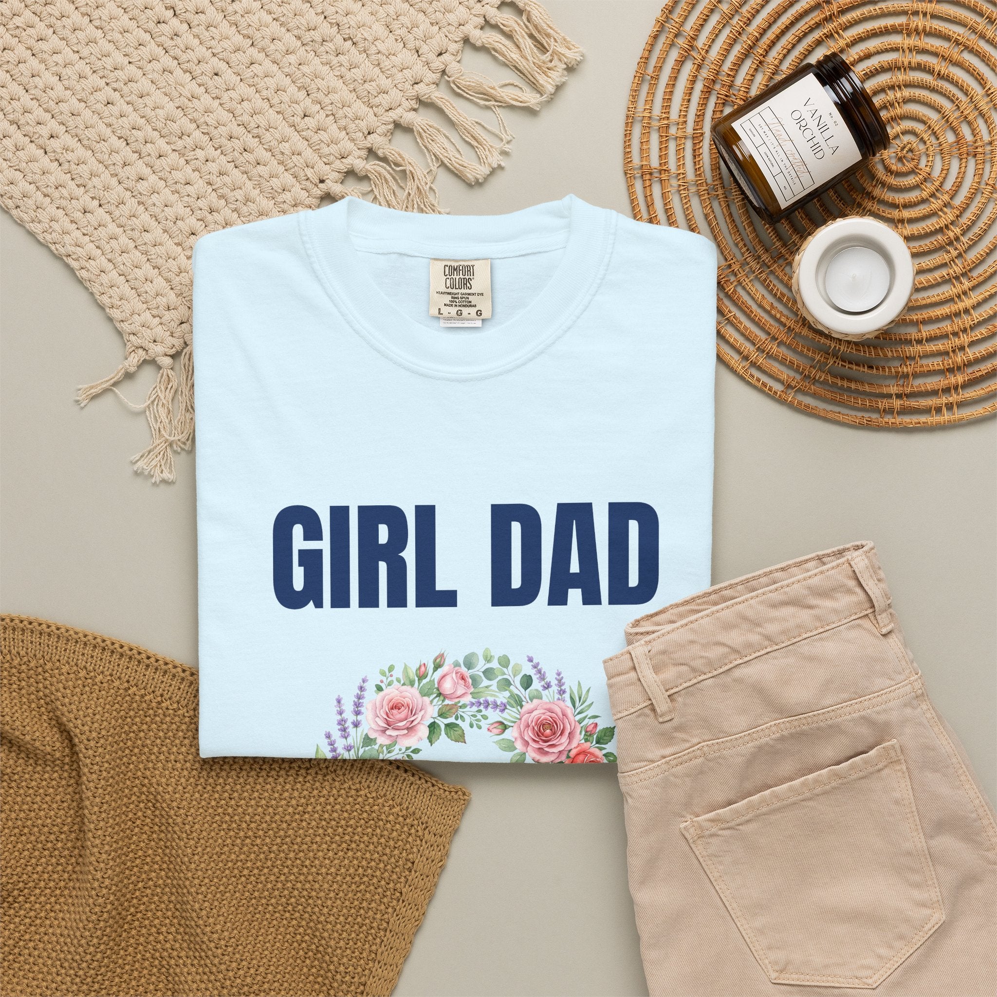 Girl Dad Floral Wreath T-Shirt — Proud Girl Dad Father's Day Gift Tee