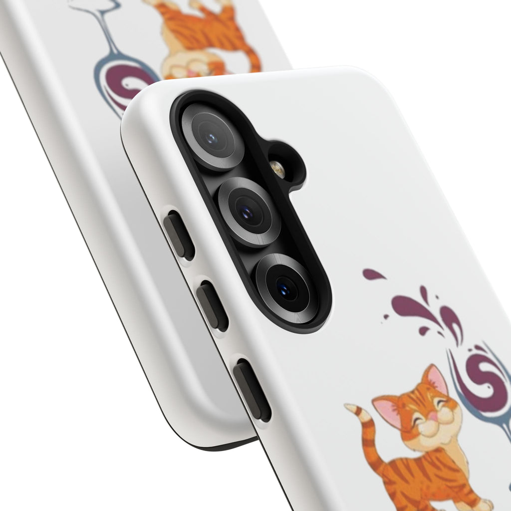 Cats & Wine Phone Case — Cute Orange Cat with Wine Glass Protective Case