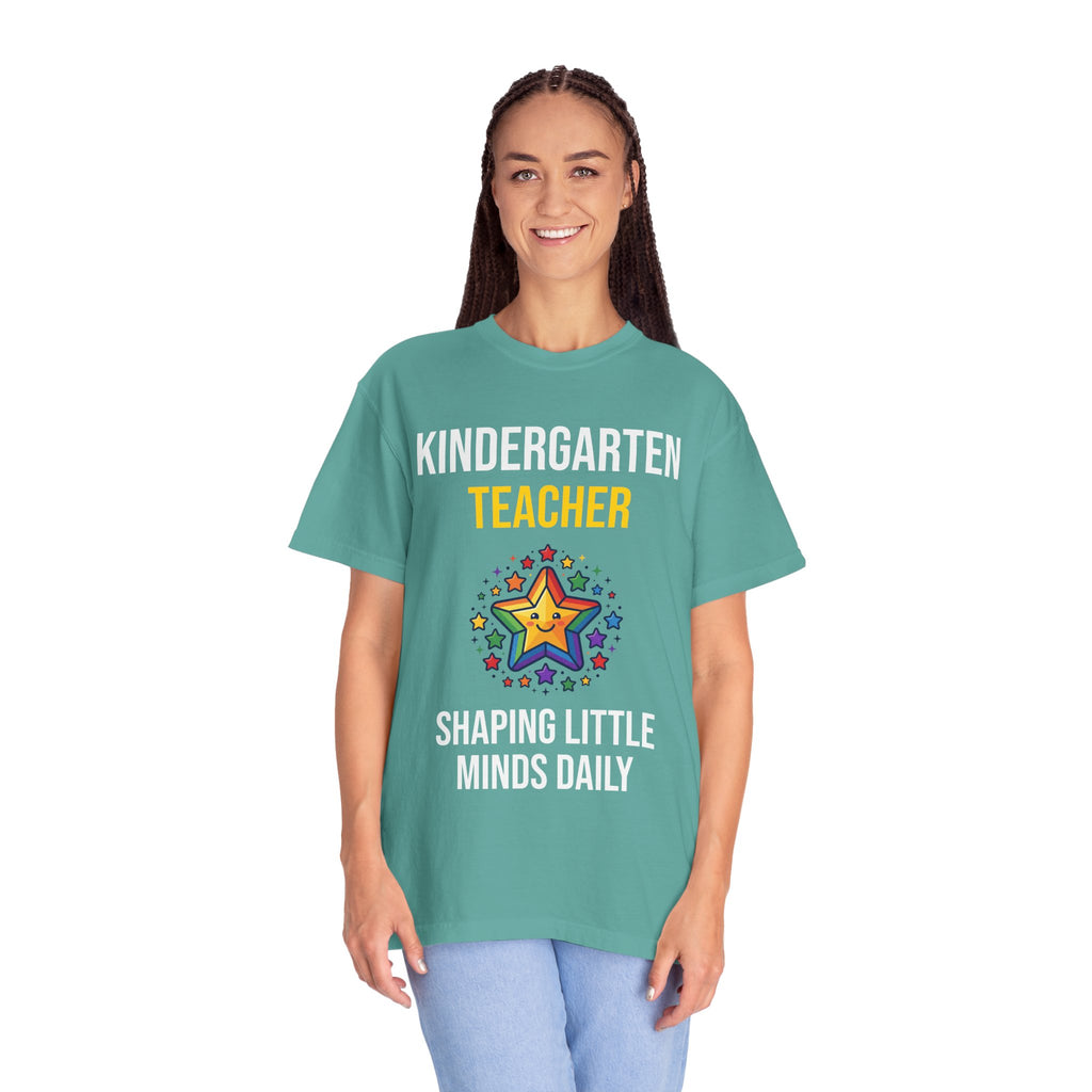 Kindergarten Teacher T-Shirt - "Shaping Little Minds Daily" Cute Star Design