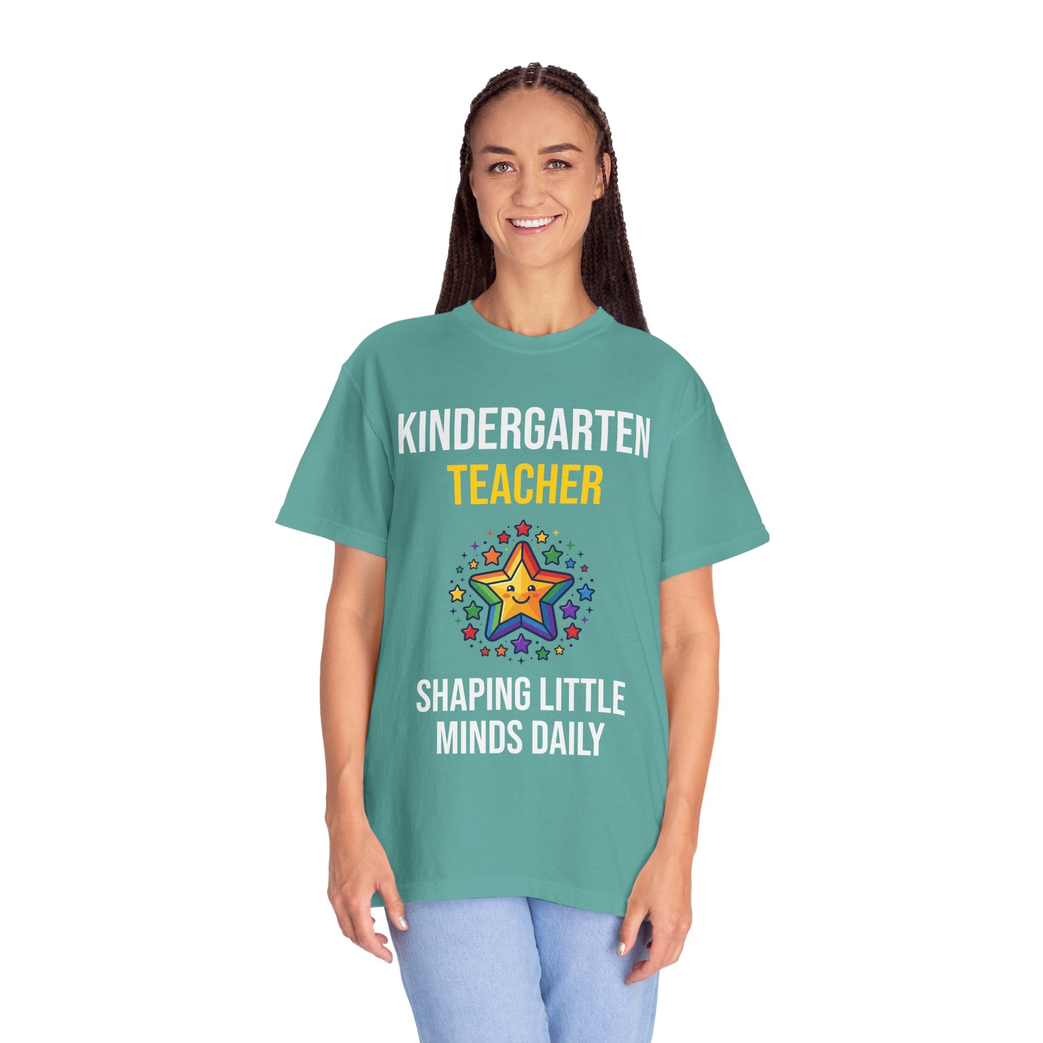 Kindergarten Teacher T-Shirt - "Shaping Little Minds Daily" Cute Star Design