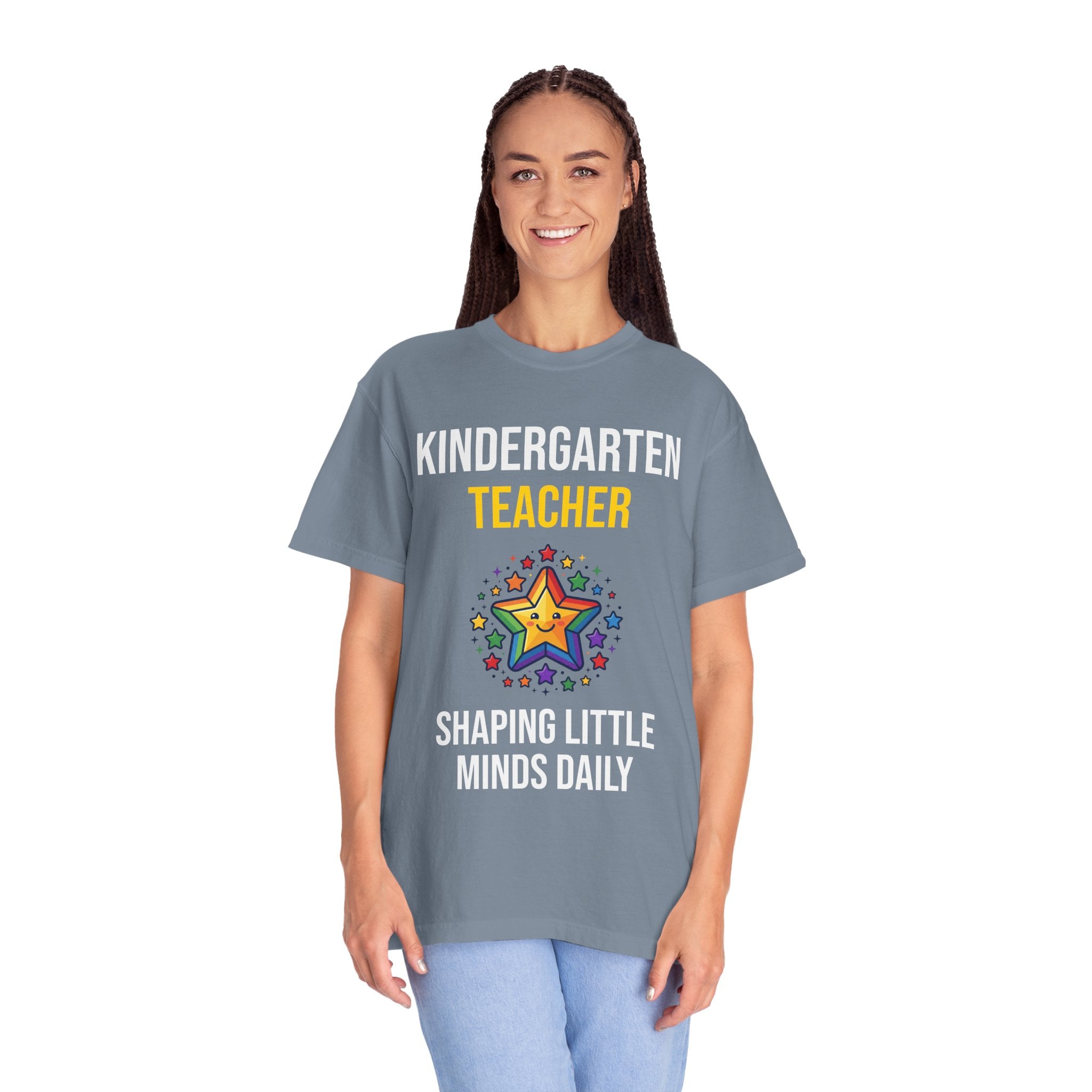 Kindergarten Teacher T-Shirt - "Shaping Little Minds Daily" Cute Star Design