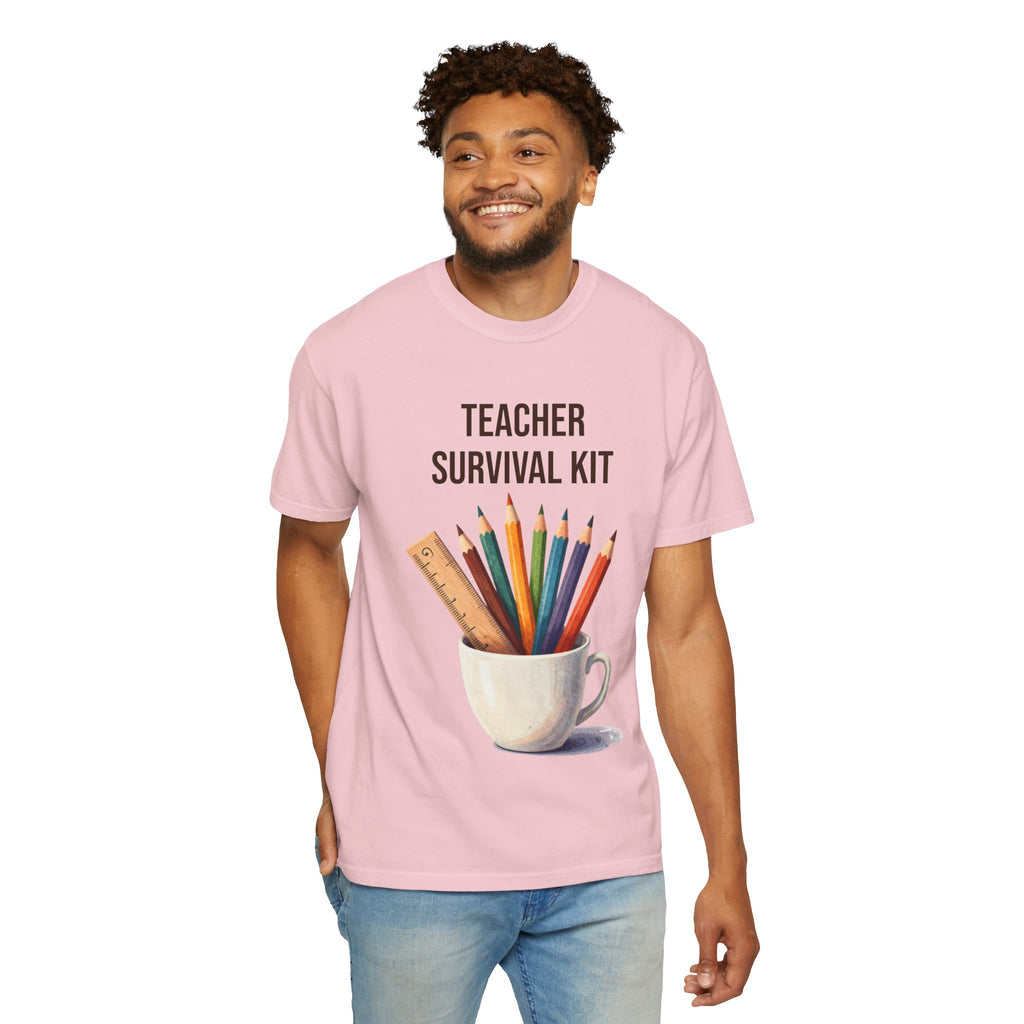 Teacher Survival Kit T-Shirt — Cute Pencil & Mug Graphic Tee for Teachers, Back-to-School Gift