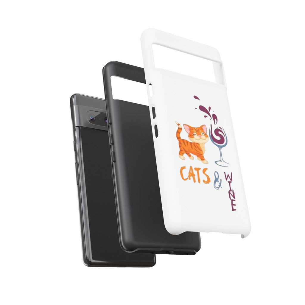 Cats & Wine Phone Case — Cute Orange Cat with Wine Glass Protective Case