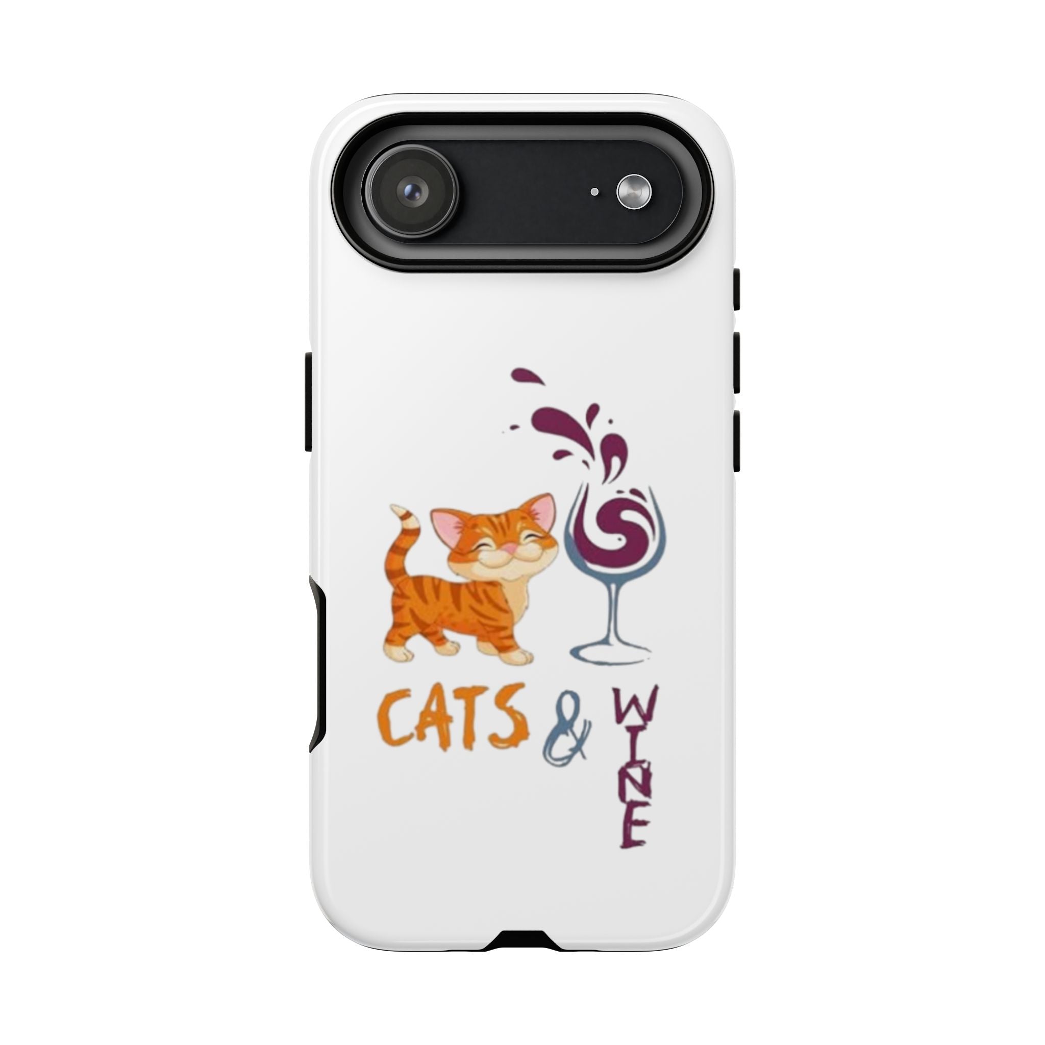 Cats & Wine Phone Case — Cute Orange Cat with Wine Glass Protective Case