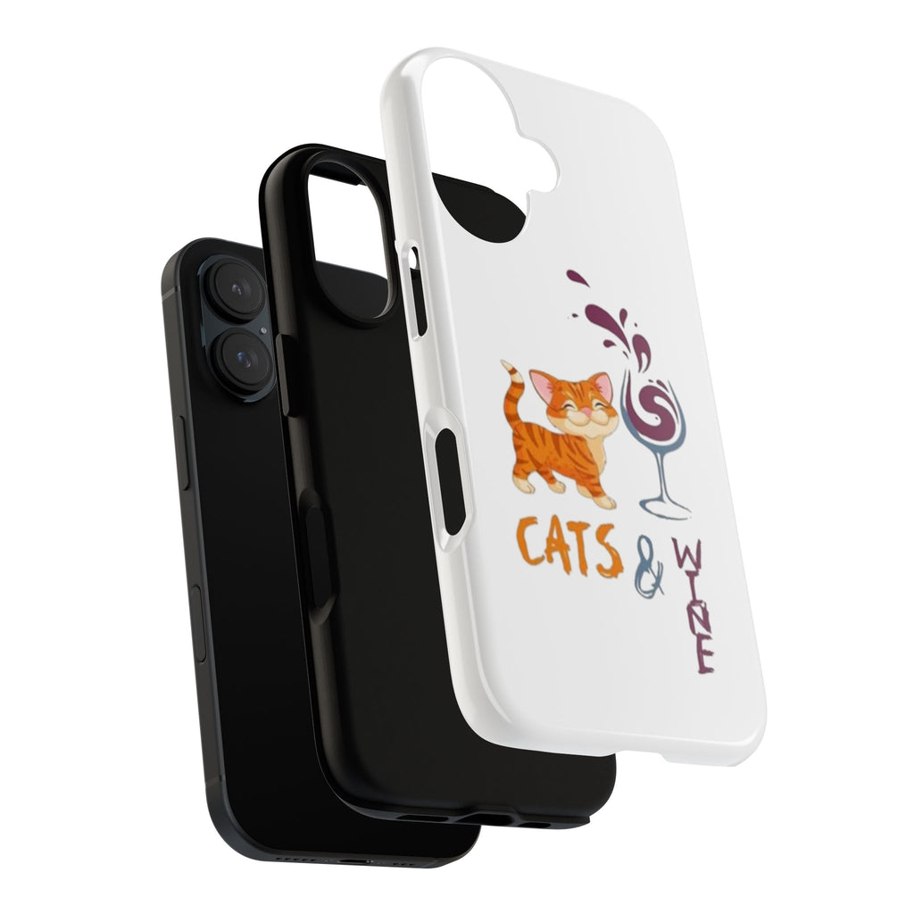 Cats & Wine Phone Case — Cute Orange Cat with Wine Glass Protective Case