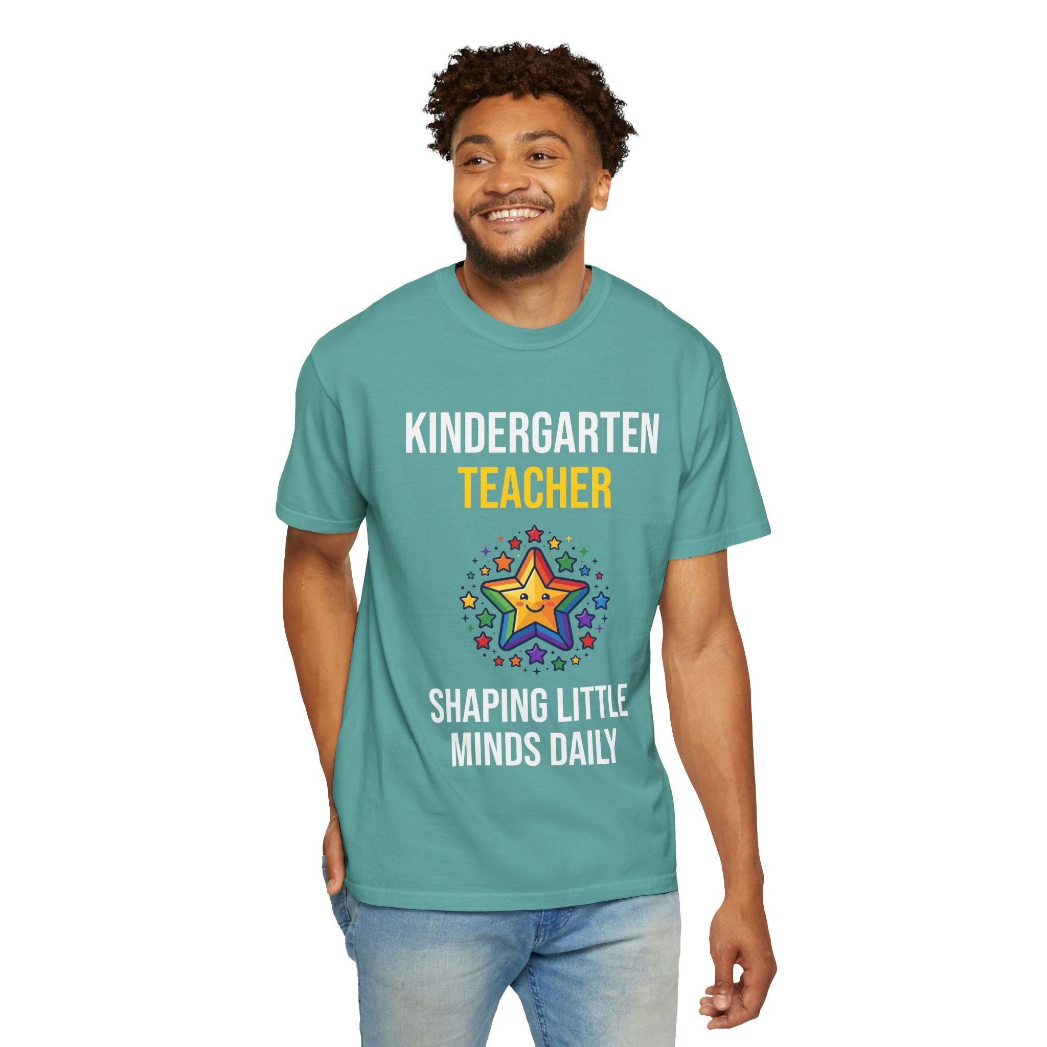 Kindergarten Teacher T-Shirt - "Shaping Little Minds Daily" Cute Star Design