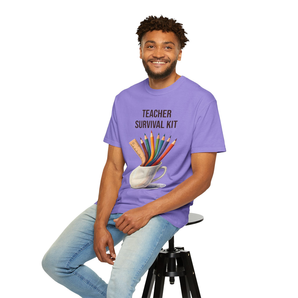 Teacher Survival Kit T-Shirt — Cute Pencil & Mug Graphic Tee for Teachers, Back-to-School Gift