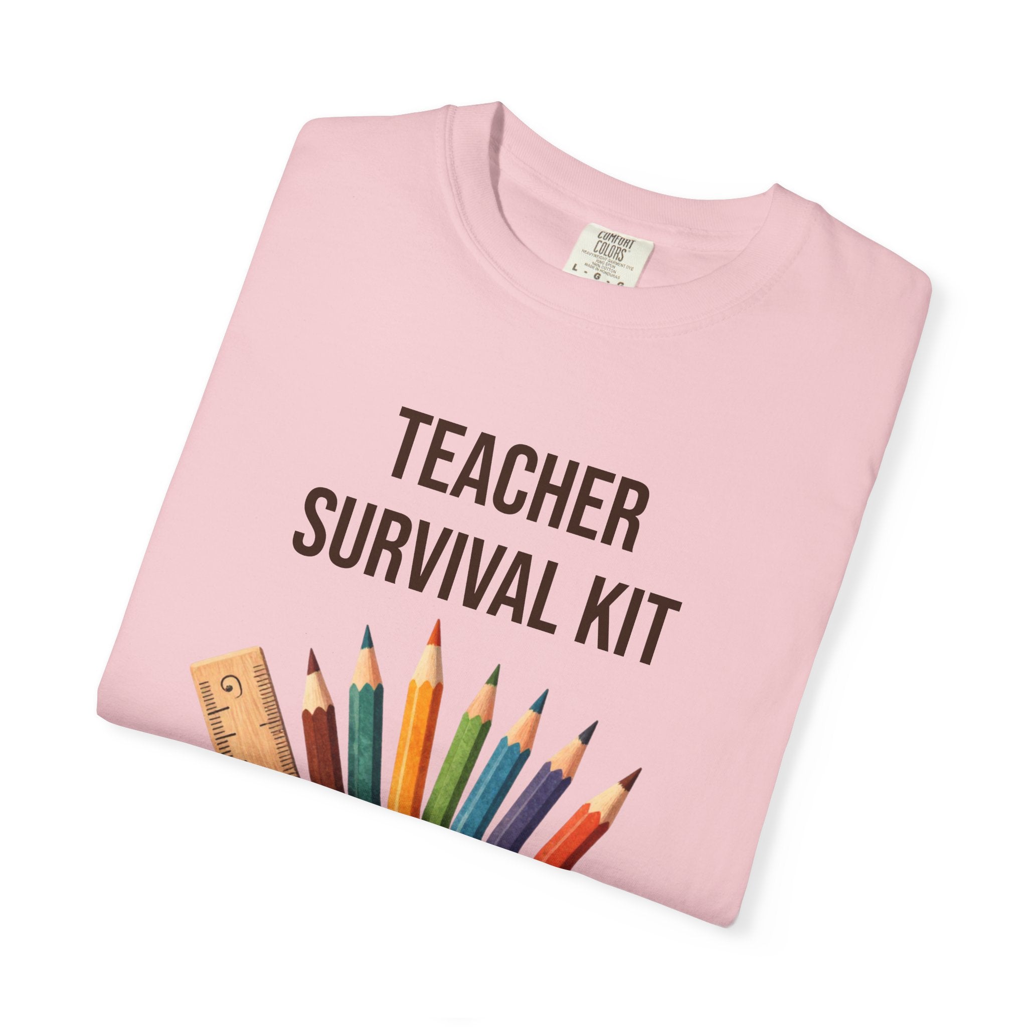 Teacher Survival Kit T-Shirt — Cute Pencil & Mug Graphic Tee for Teachers, Back-to-School Gift