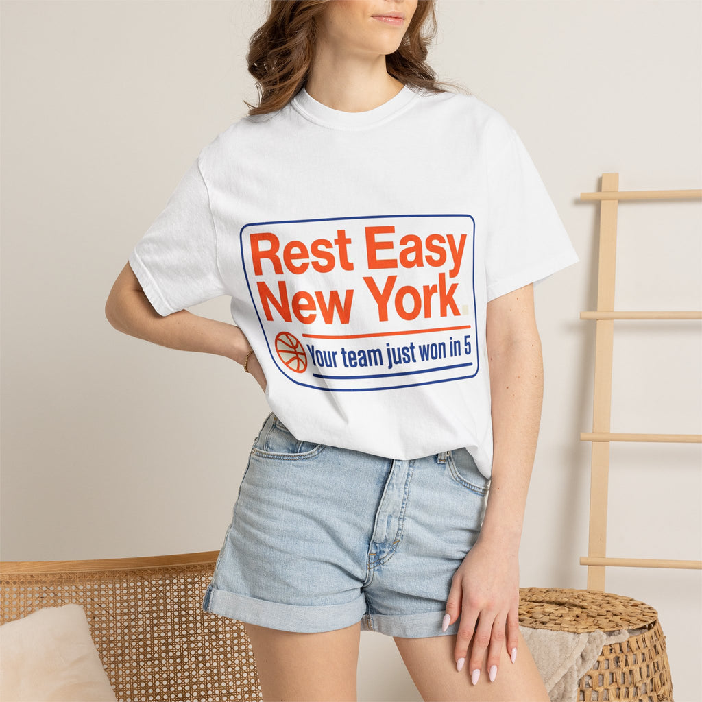 T-Shirt — "Rest Easy New York" Basketball Fan Tee