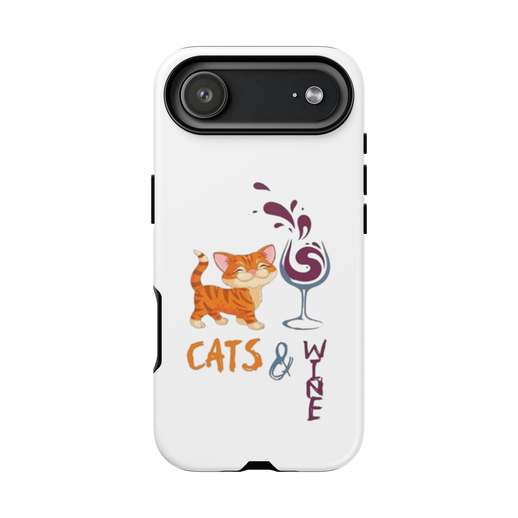 Cats & Wine Phone Case — Cute Orange Cat with Wine Glass Protective Case
