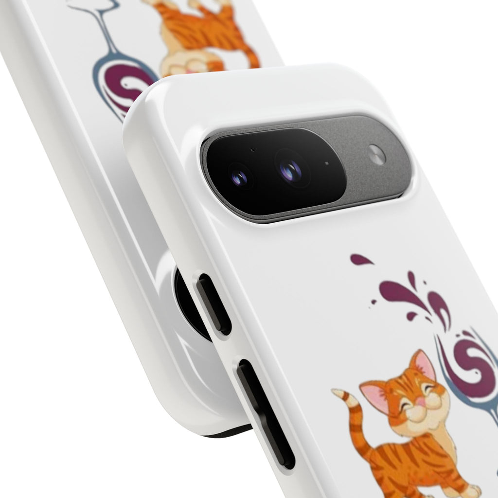 Cats & Wine Phone Case — Cute Orange Cat with Wine Glass Protective Case