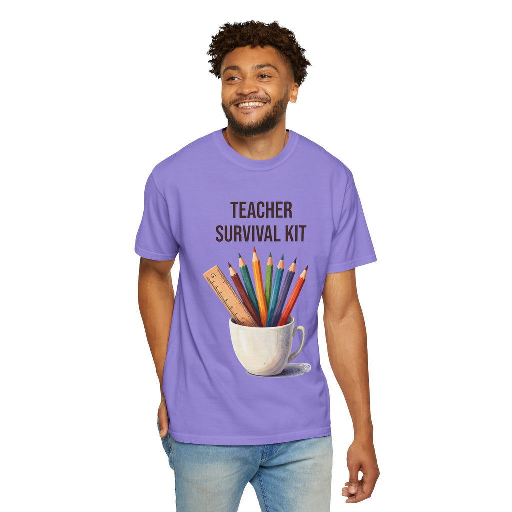 Teacher Survival Kit T-Shirt — Cute Pencil & Mug Graphic Tee for Teachers, Back-to-School Gift