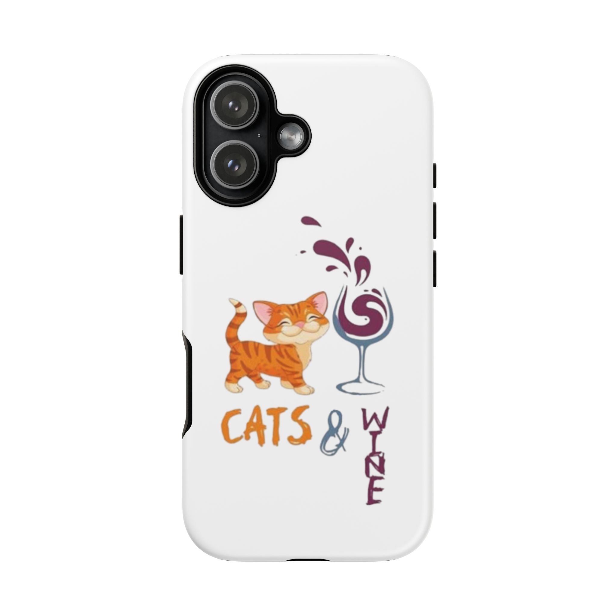 Cats & Wine Phone Case — Cute Orange Cat with Wine Glass Protective Case