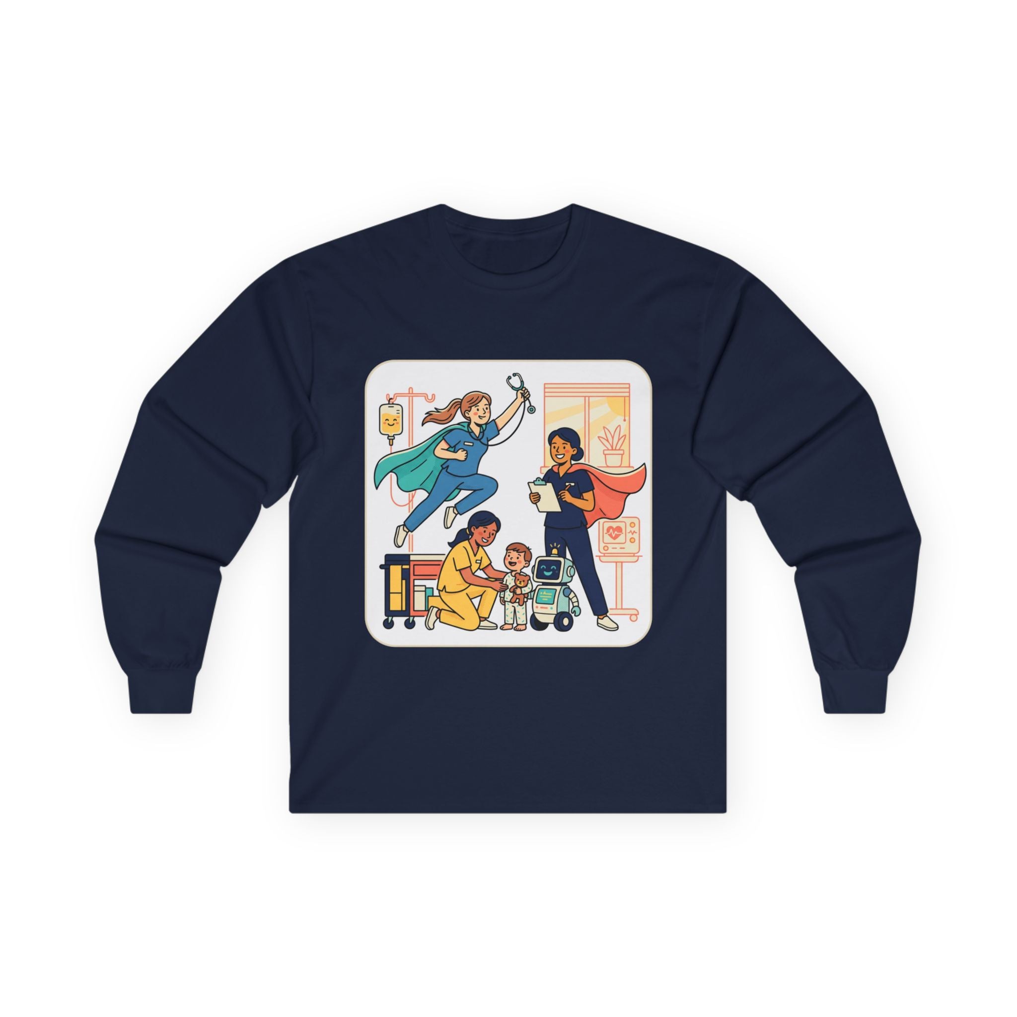 Nurse Superheroes Long Sleeve Tee — Healthcare Hero Appreciation Shirt