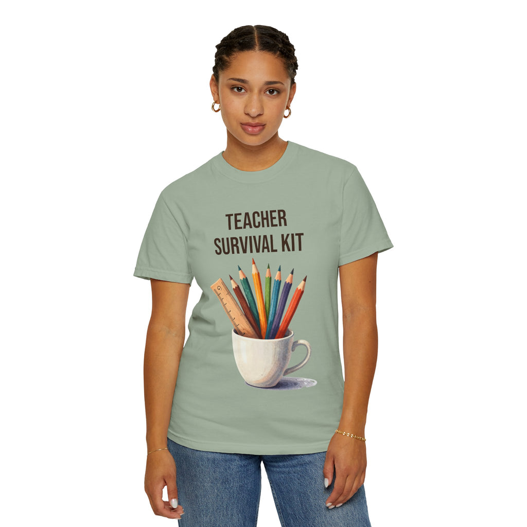 Teacher Survival Kit T-Shirt — Cute Pencil & Mug Graphic Tee for Teachers, Back-to-School Gift