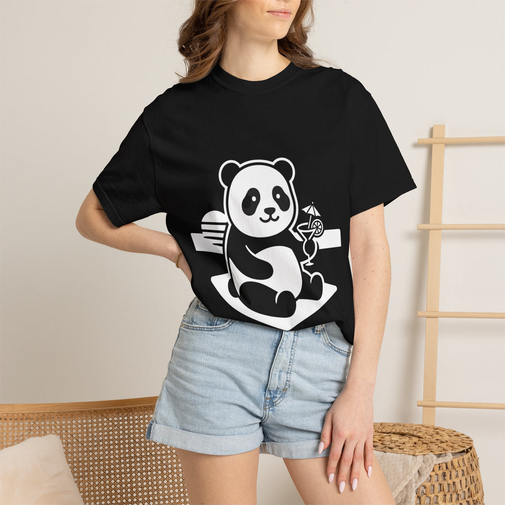 Panda Picnic T-Shirt — Cute Relaxing Panda Holding Drink Graphic Tee