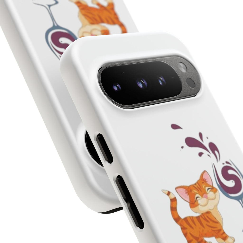 Cats & Wine Phone Case — Cute Orange Cat with Wine Glass Protective Case