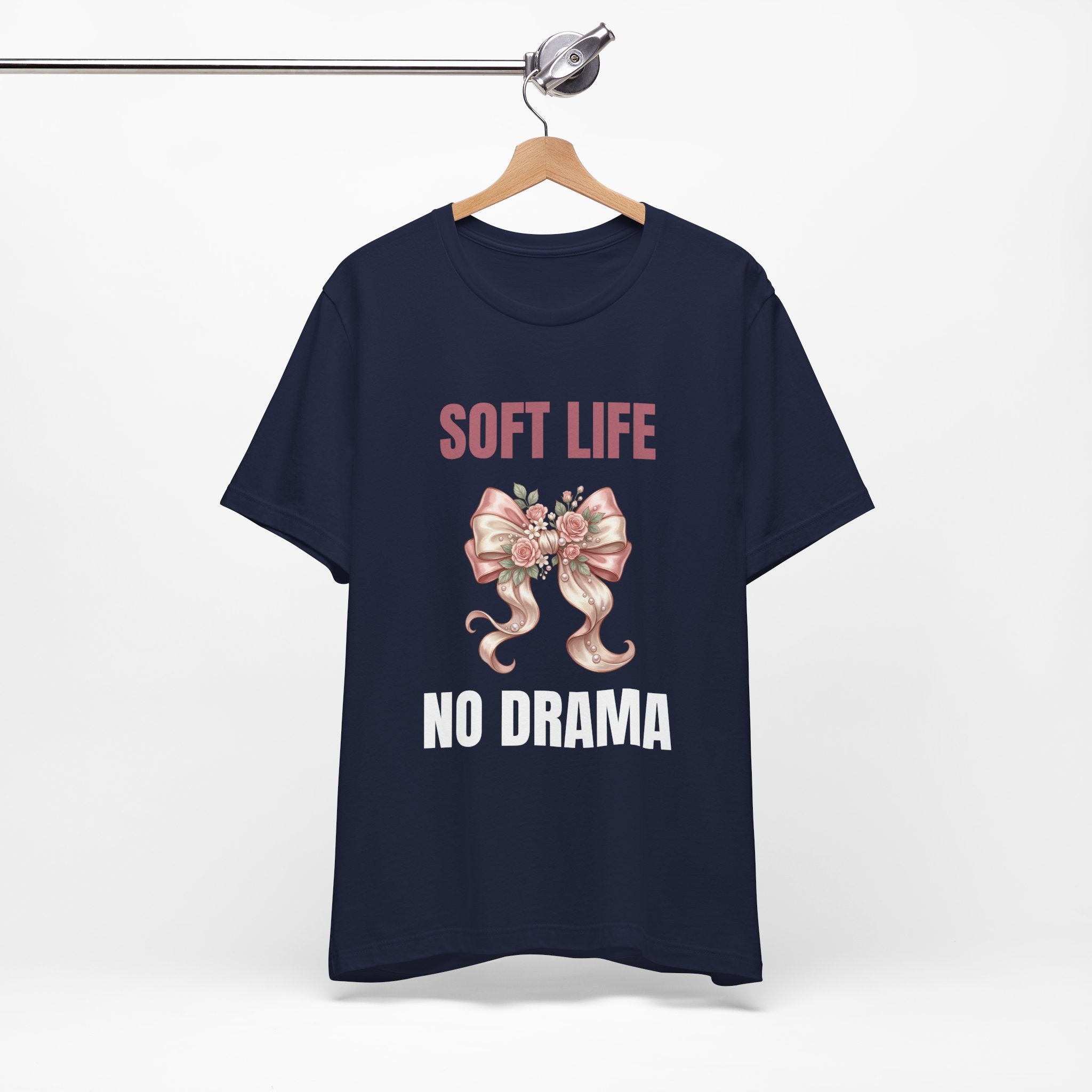 Soft Life No Drama T-Shirt — Pink Bow Floral Graphic Tee