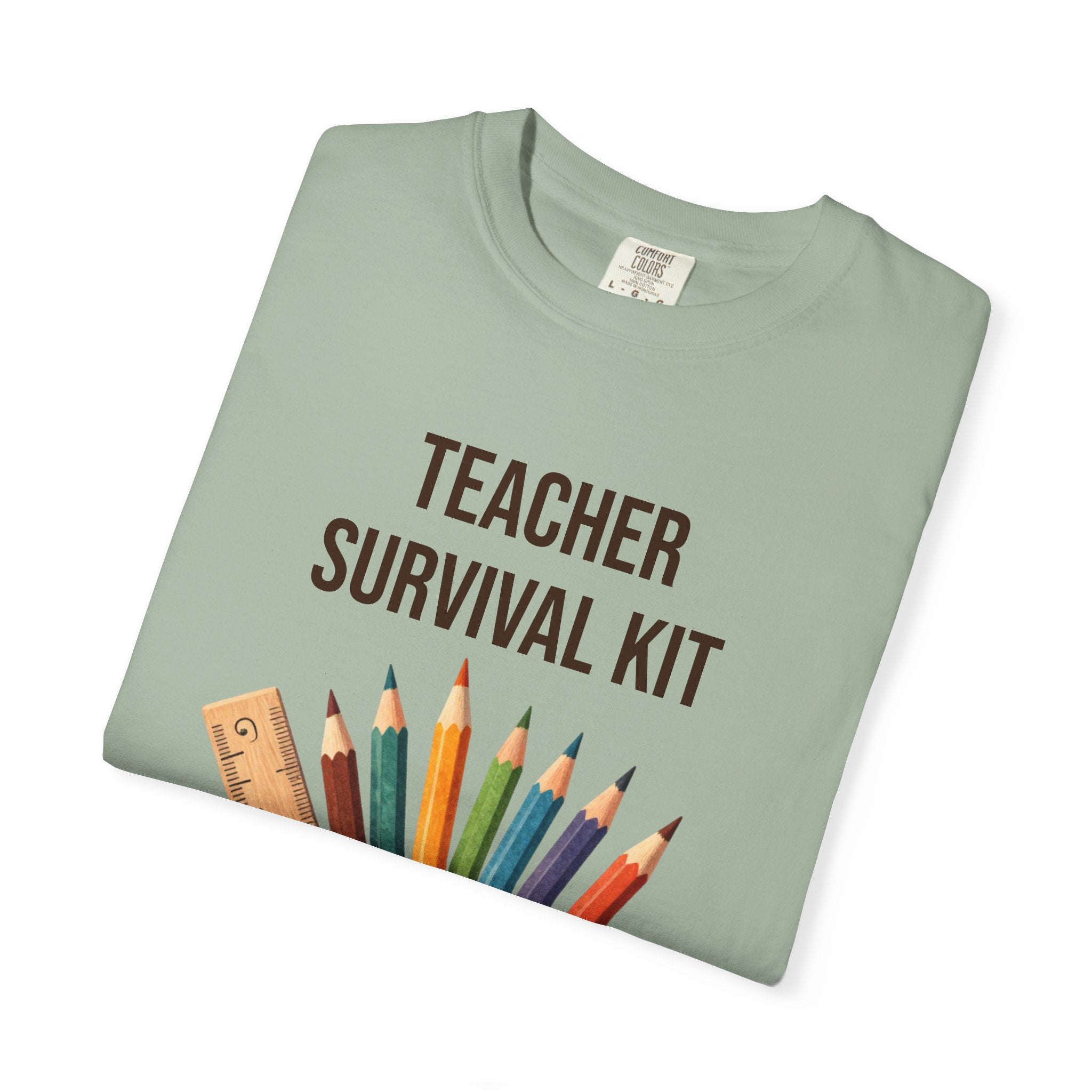 Teacher Survival Kit T-Shirt — Cute Pencil & Mug Graphic Tee for Teachers, Back-to-School Gift
