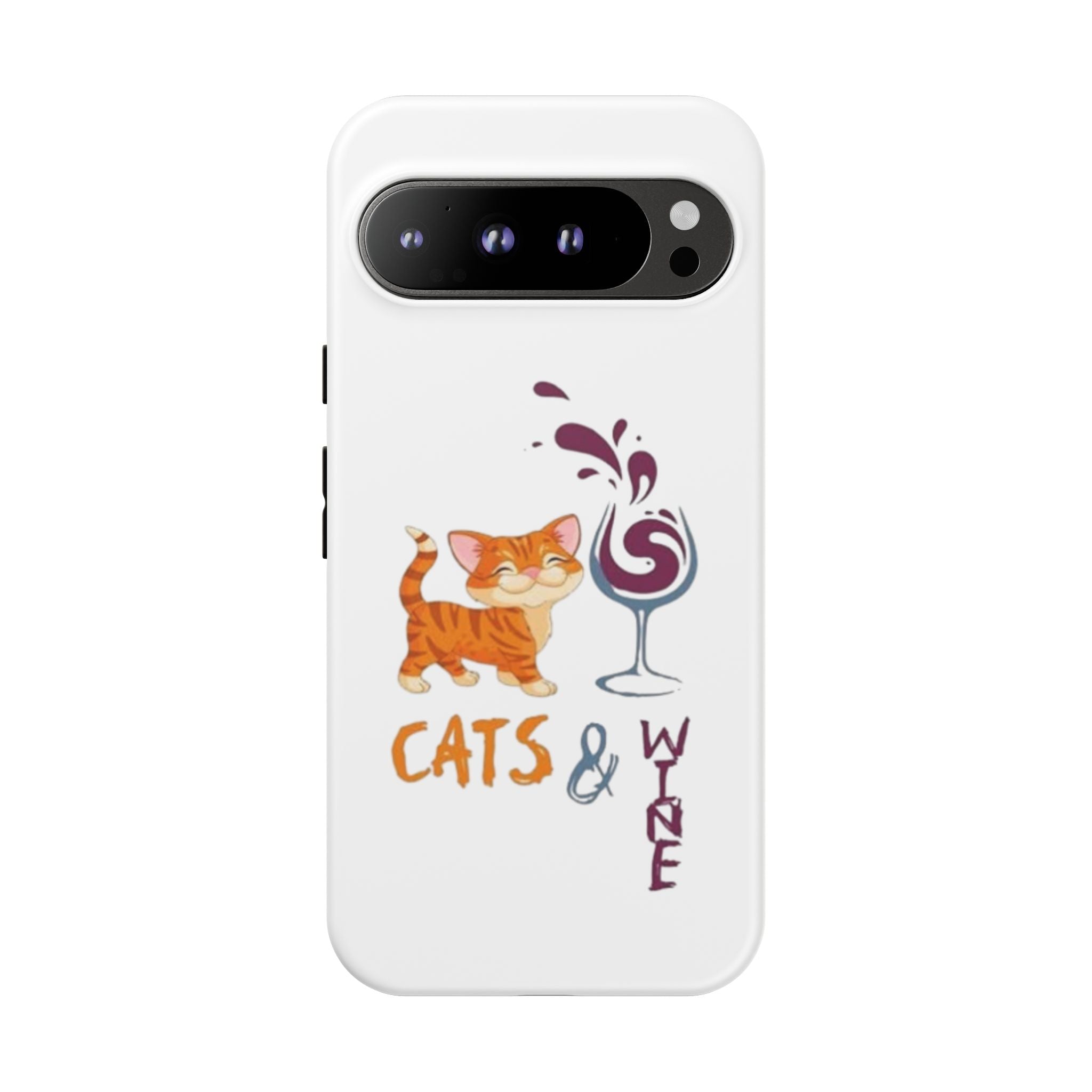 Cats & Wine Phone Case — Cute Orange Cat with Wine Glass Protective Case