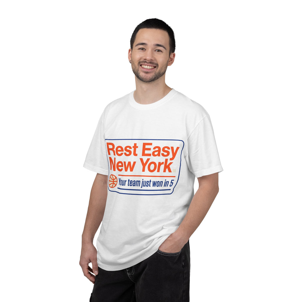 T-Shirt — "Rest Easy New York" Basketball Fan Tee