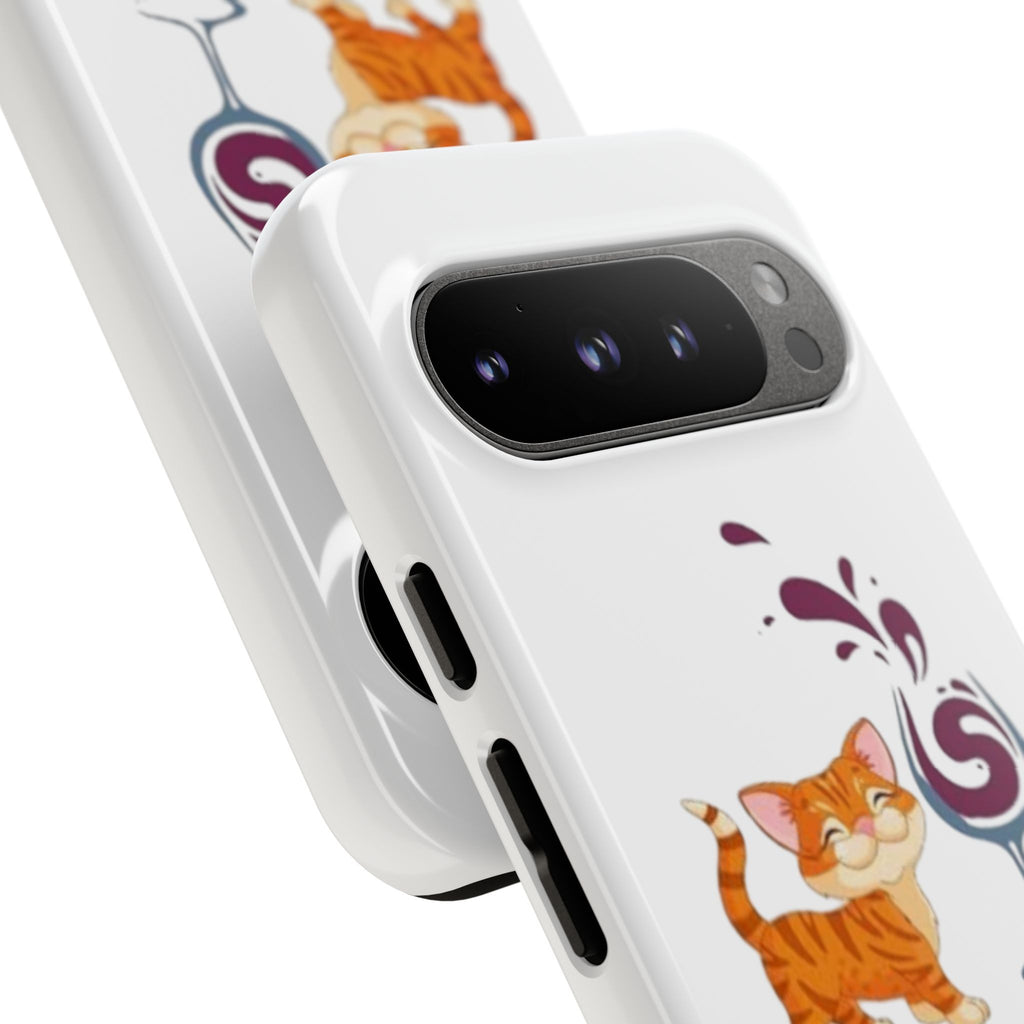 Cats & Wine Phone Case — Cute Orange Cat with Wine Glass Protective Case