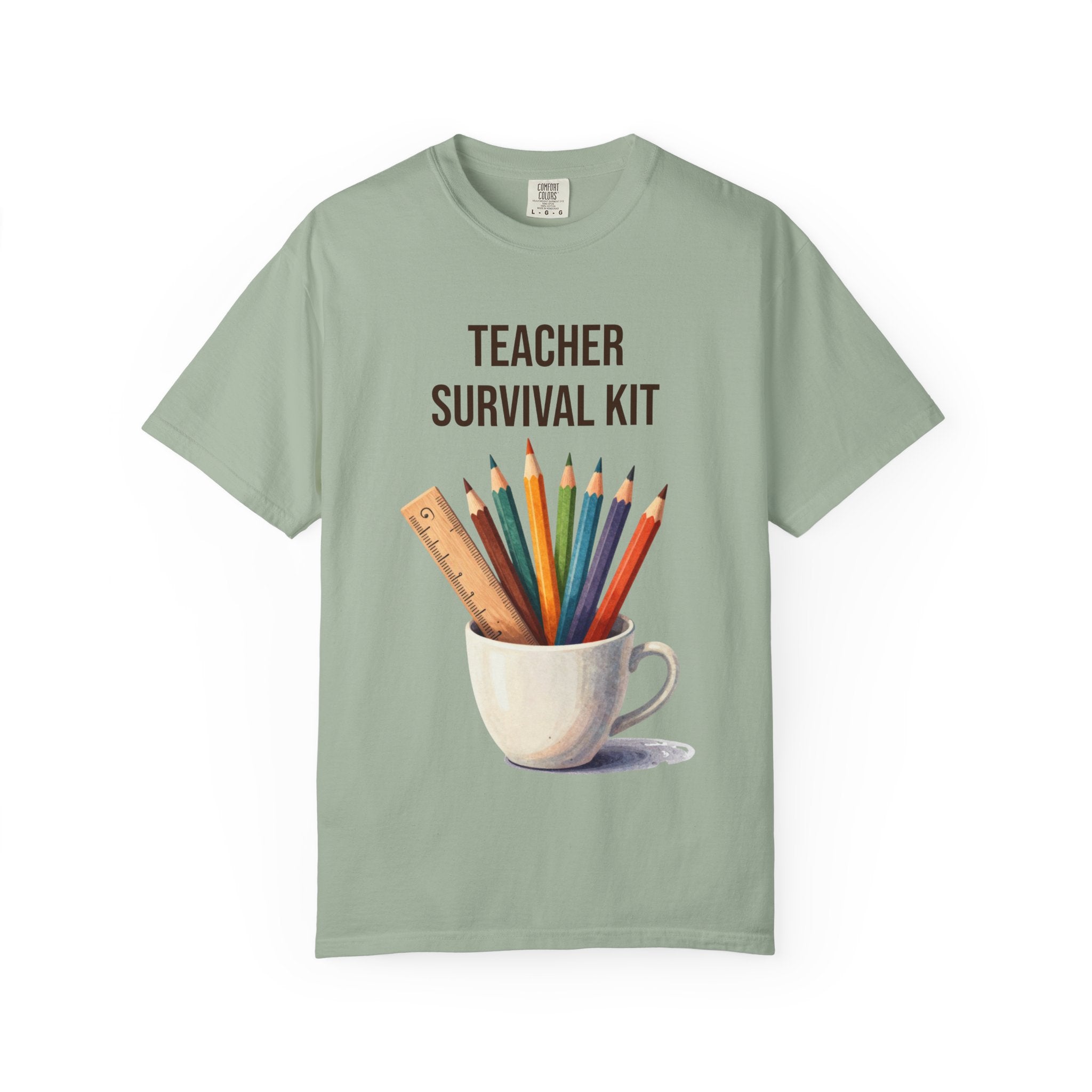 Teacher Survival Kit T-Shirt — Cute Pencil & Mug Graphic Tee for Teachers, Back-to-School Gift