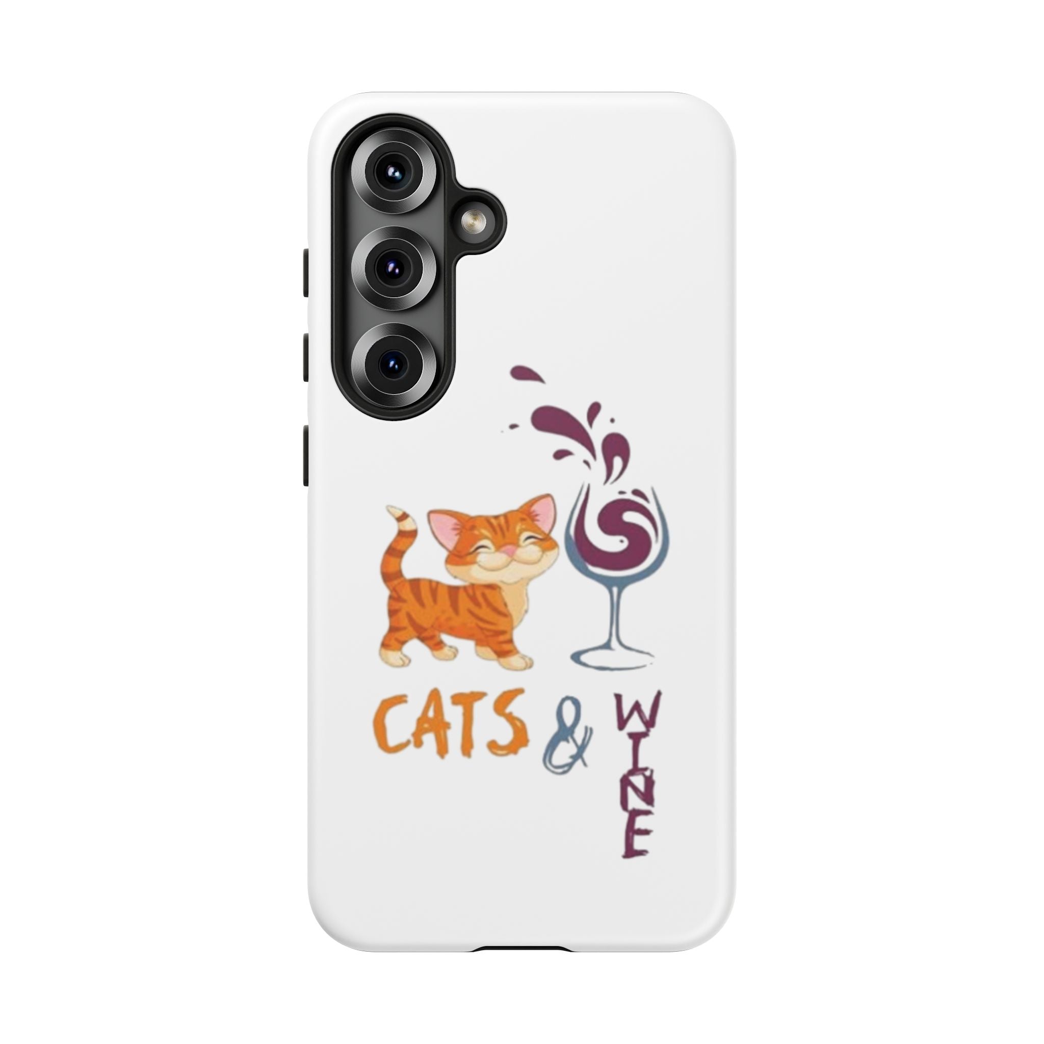 Cats & Wine Phone Case — Cute Orange Cat with Wine Glass Protective Case