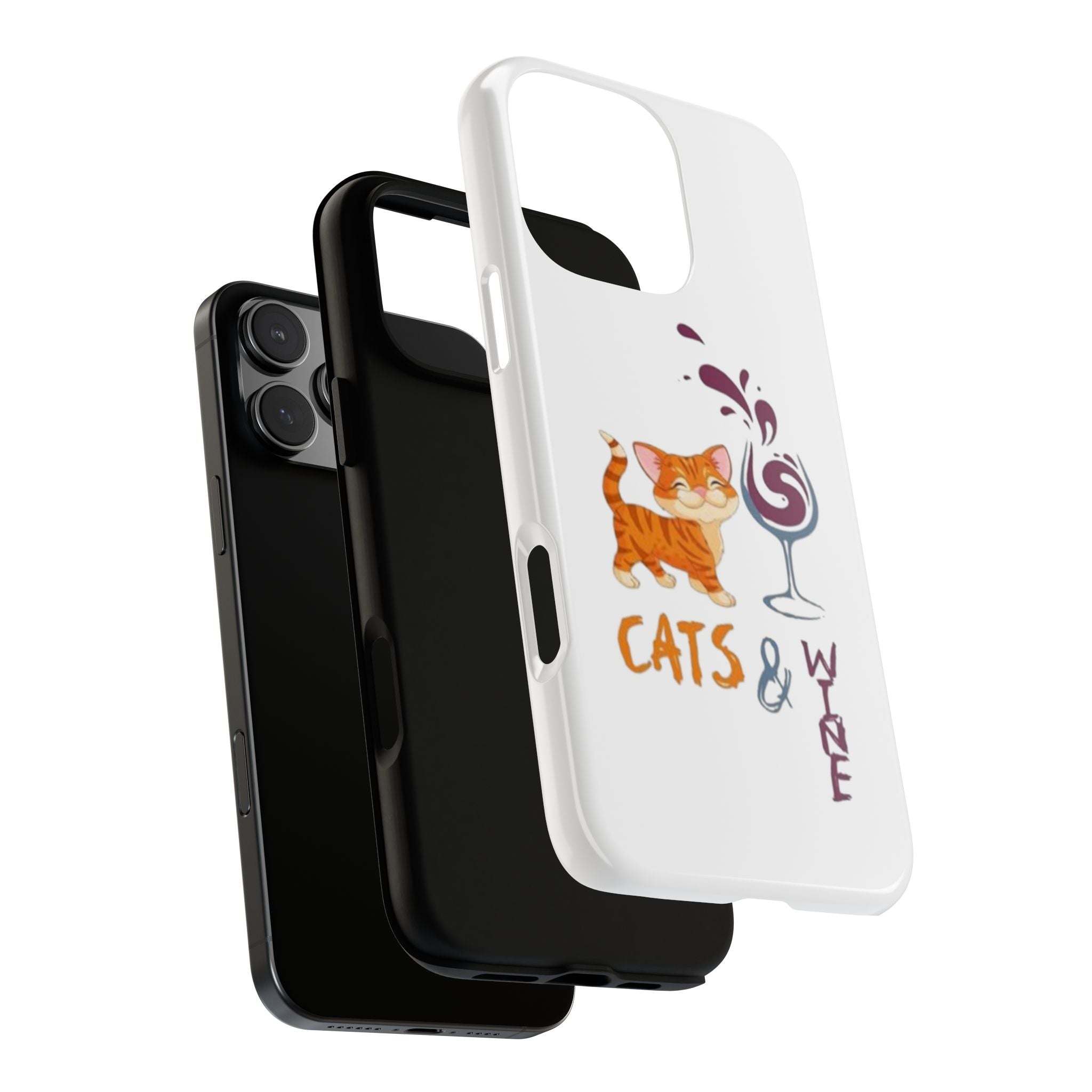 Cats & Wine Phone Case — Cute Orange Cat with Wine Glass Protective Case