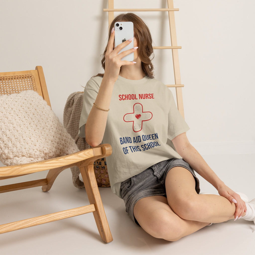 School Nurse T-Shirt – “Band Aid Queen of This School” Cotton Tee
