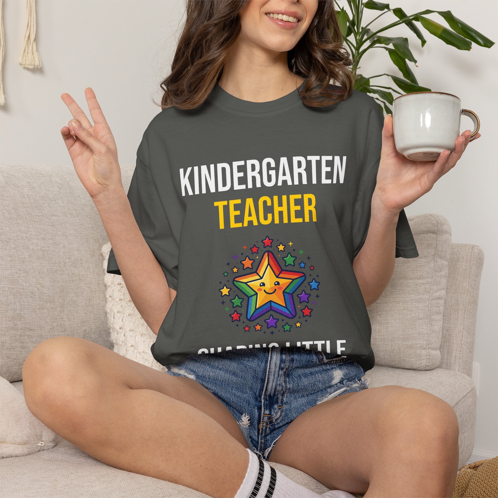 Kindergarten Teacher T-Shirt - "Shaping Little Minds Daily" Cute Star Design