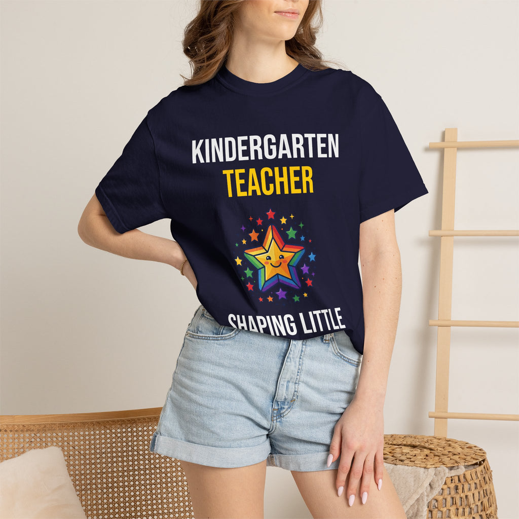 Kindergarten Teacher T-Shirt - "Shaping Little Minds Daily" Cute Star Design