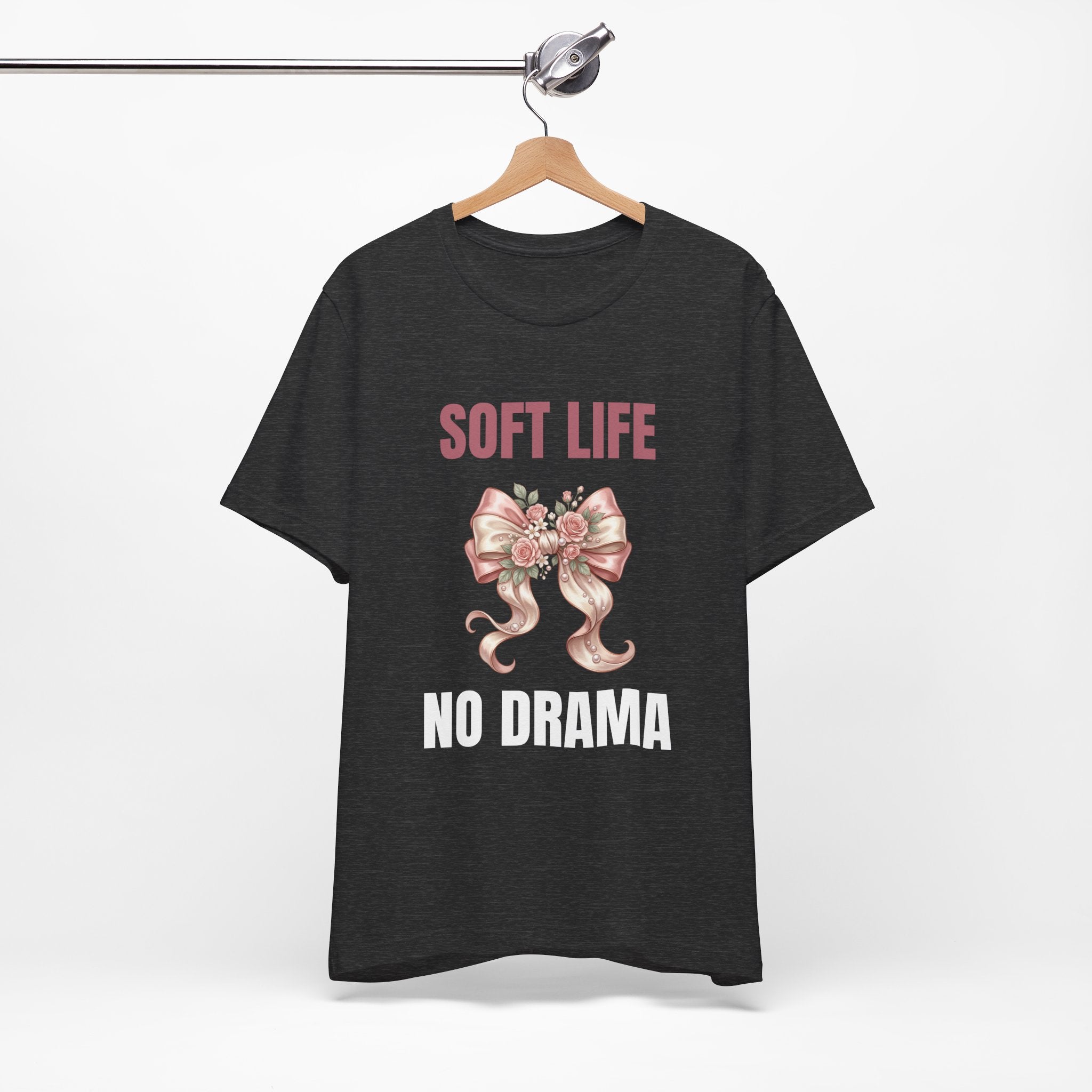 Soft Life No Drama T-Shirt — Pink Bow Floral Graphic Tee